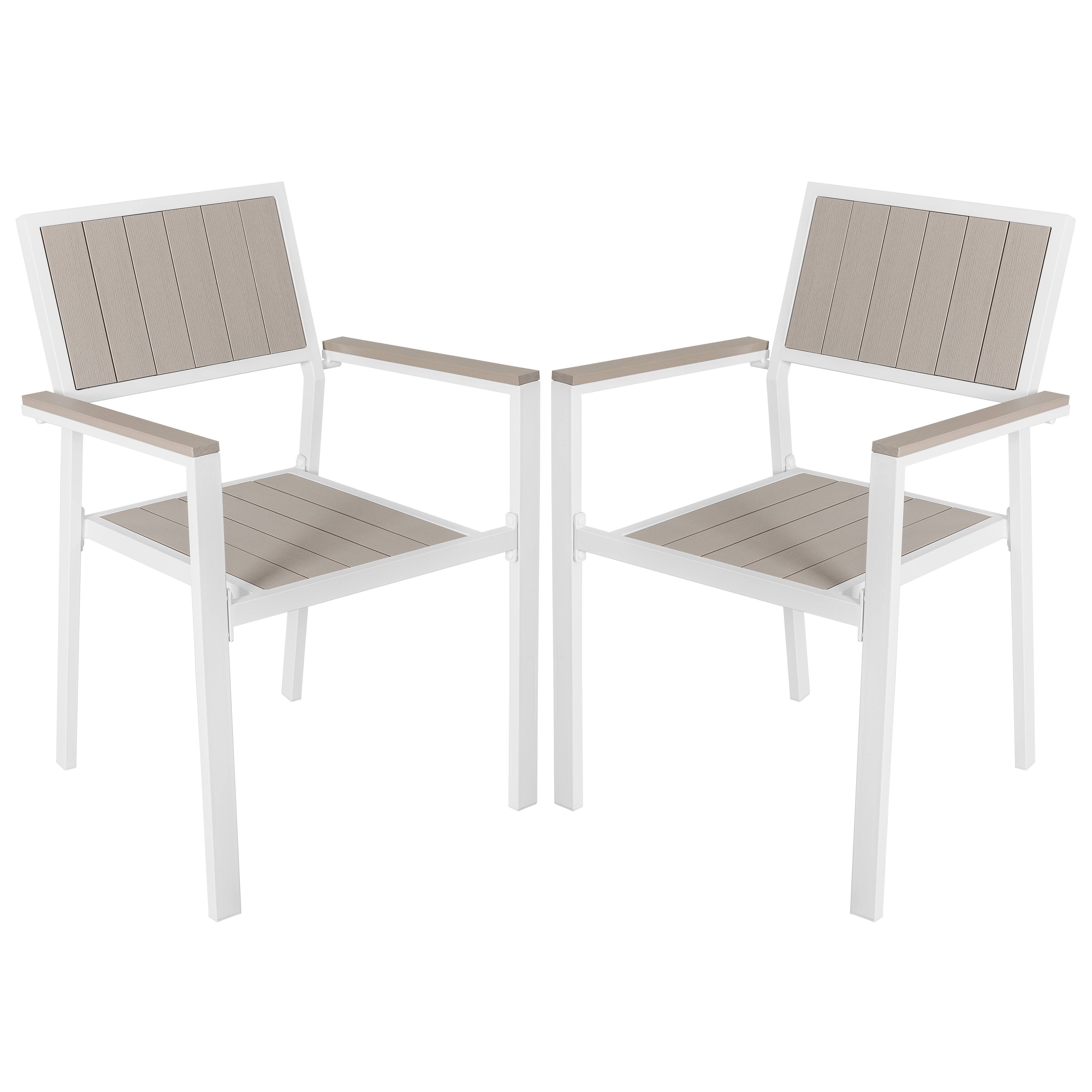Front. Nuu Garden - Patio 2-Piece Dining Chairs, Outdoor Faux Wood Chairs Stackable Design - light brown.