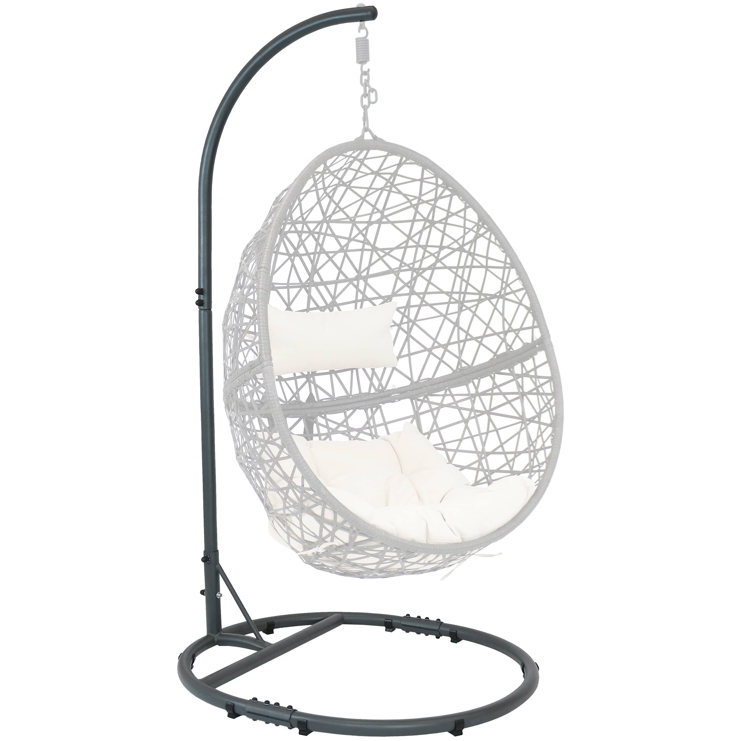 Alt View 4. Sunnydaze - Rounded Base Powder-Coated Steel Egg Chair Stand - 76 in - Black.