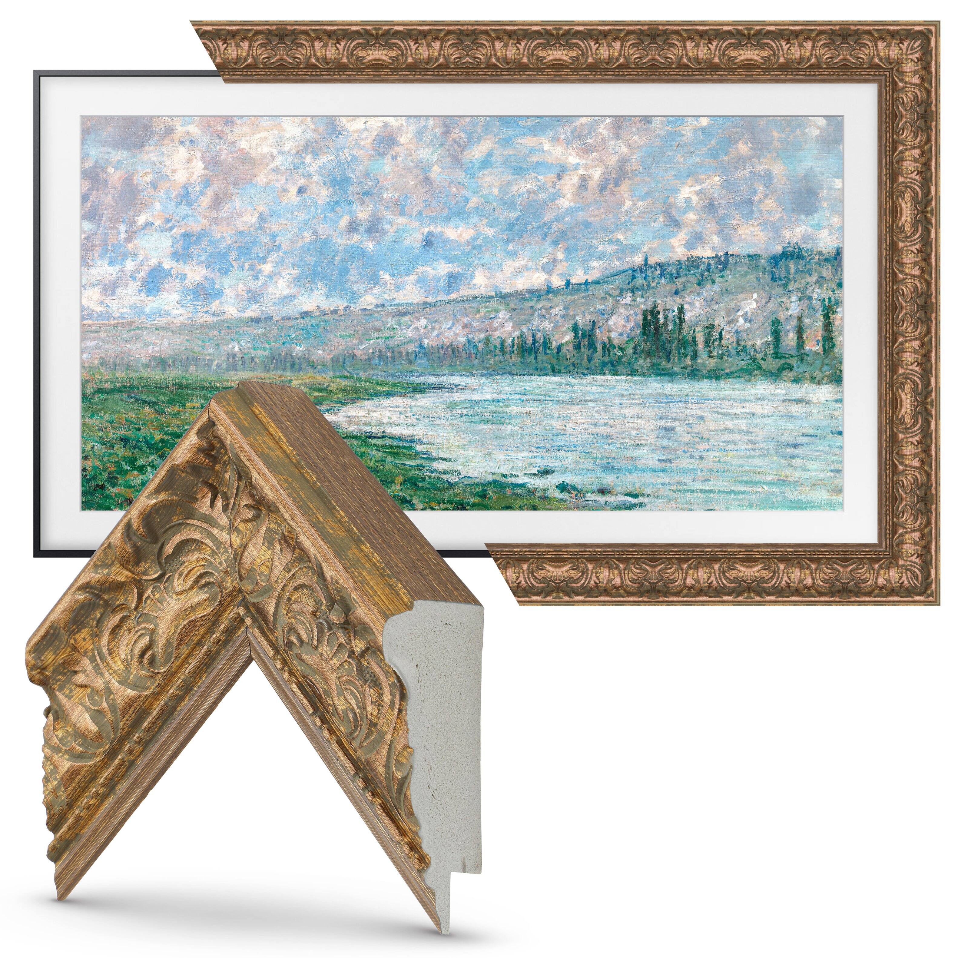 Left. Deco TV Frames - Premiere Bezel for Samsung the Frame TV - 65" - Tuscan Copper.