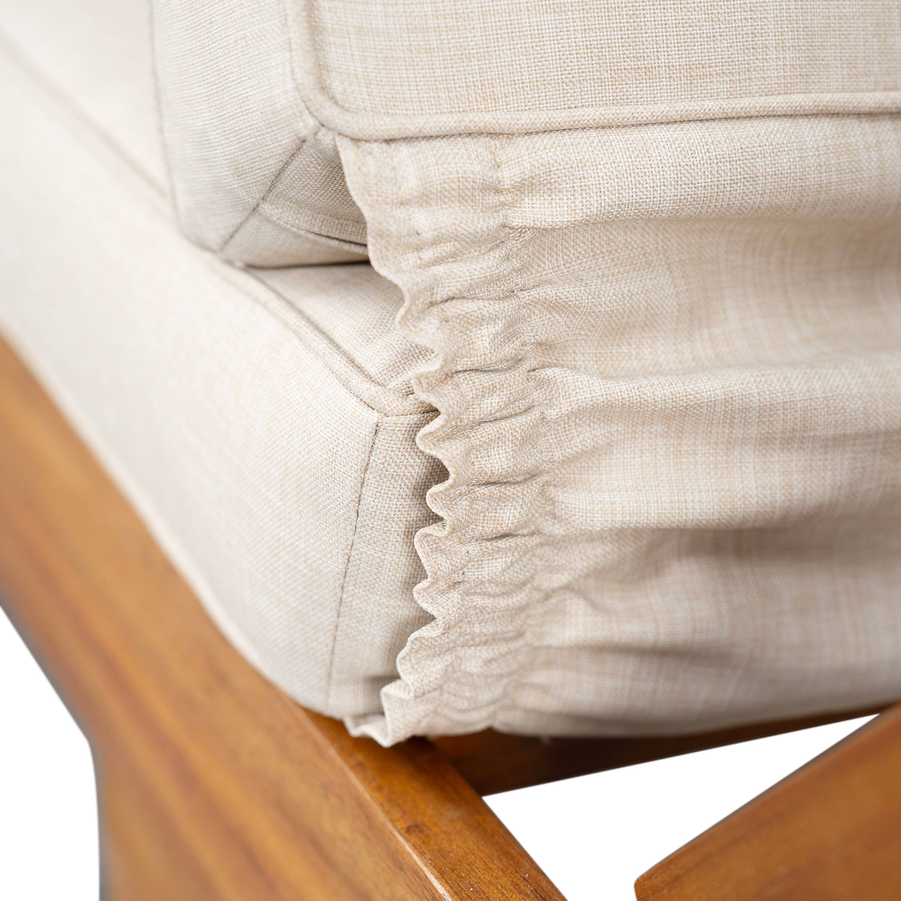 Alt View 5. Mondawe - Outdoor Patio Daybed Sofa with Foldable Arm 4 Back Pillows - Teak+ Beige.