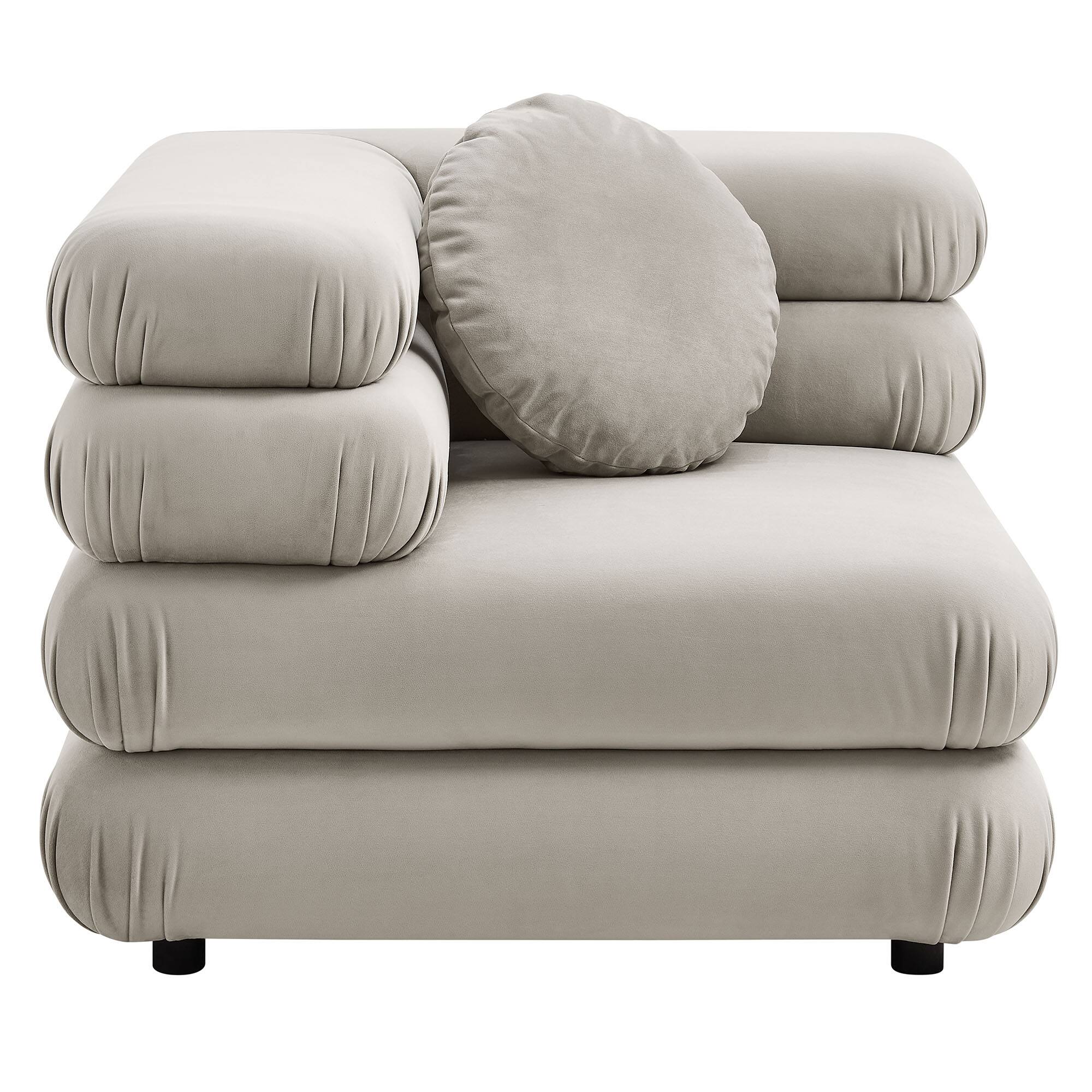 Back. Modway - Jubilee Modular Performance Velvet Corner Chair by Modway - Almond.