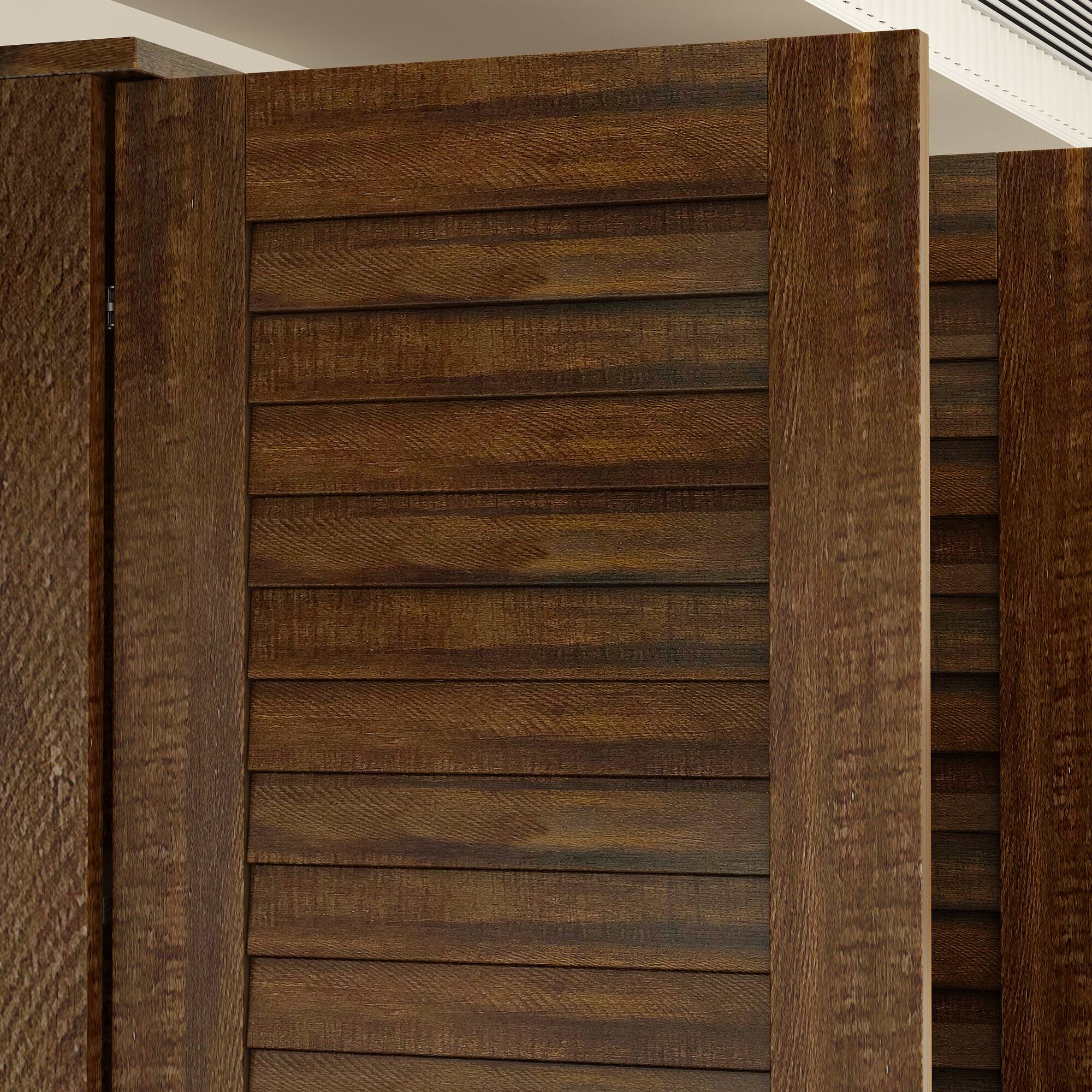 Alt View 7. FUFU&GAGA - FUFU&GAGA Wooden Shutter - Door Wardrobe: Timeless Storage for Organized Living - Brown.