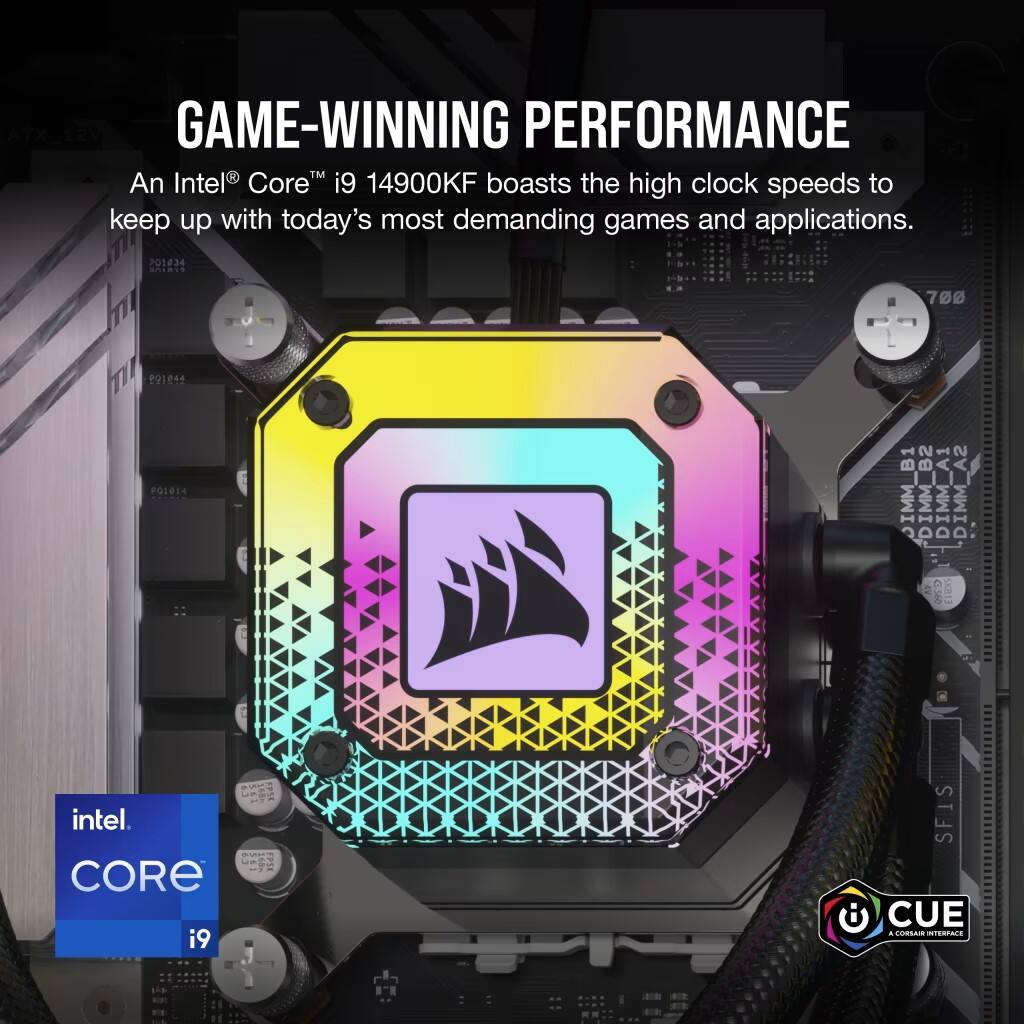 Game-Winning PerformanceTM An Intel Core i9 14900KF boasts high clock speeds to keep up with today's most demanding games and applications.