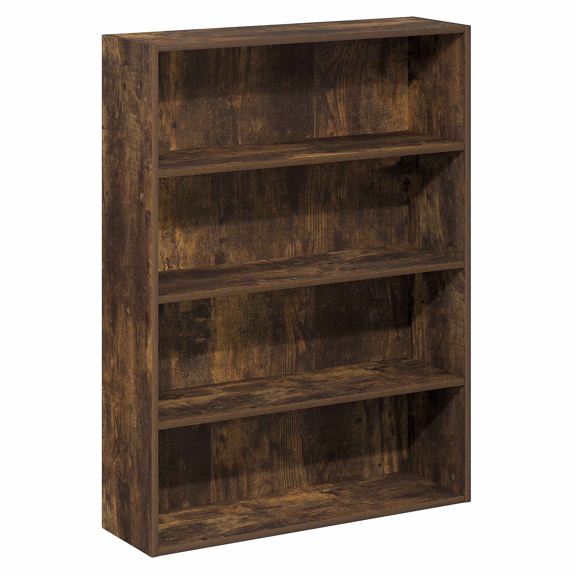 Alt View 4. Furinno - PASIR Book Shelf, 4-Tier Bookshelf, Bookcase with Open Storage Shelf, 9.3 x 31.3 x 41.8, for Home Office, Living Room - Amber Pine.