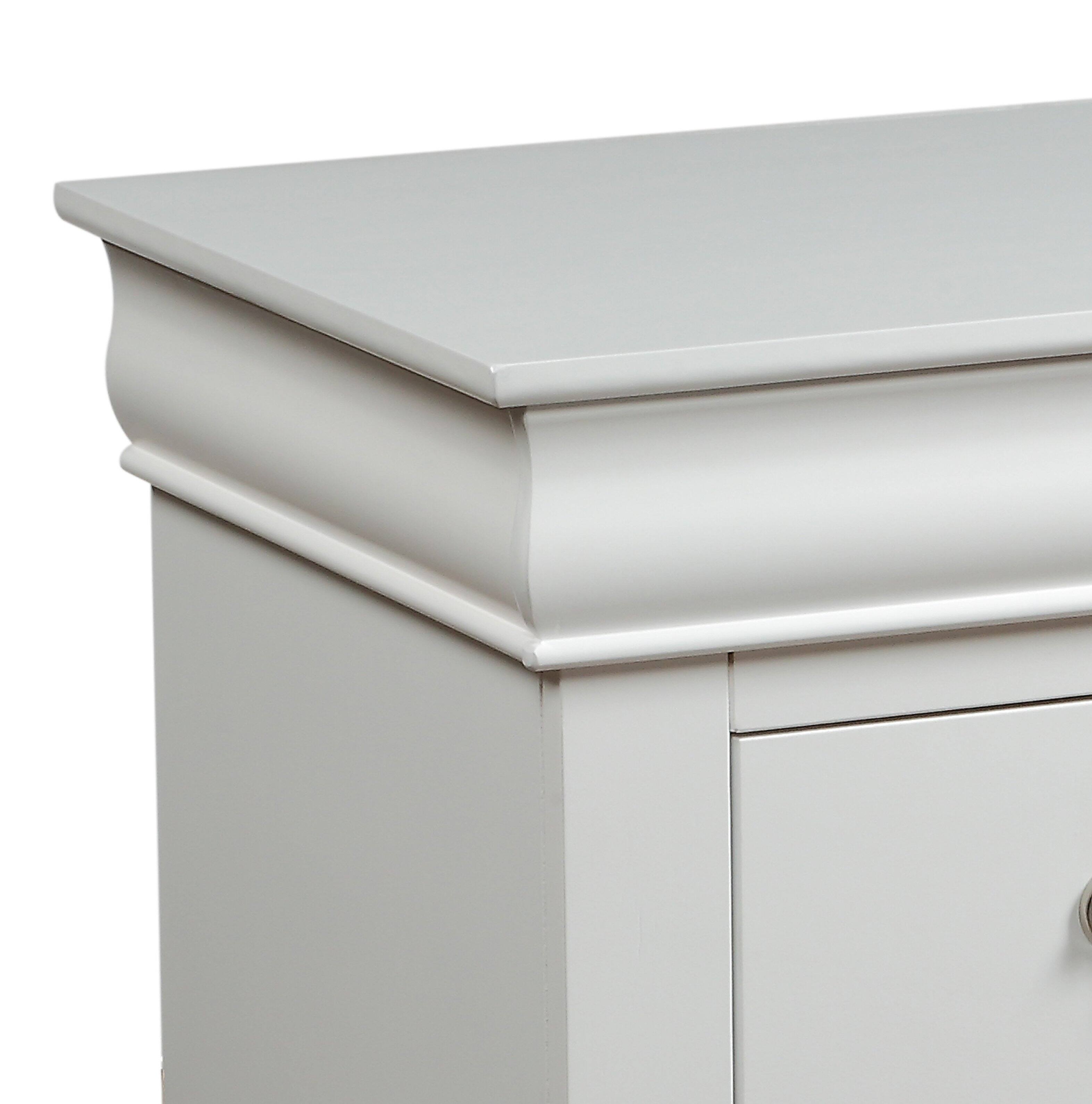 Alt View 2. Manhattan Lane - 2 Drawer Wooden Nightstand with Metal Hanging Pulls and Bracket Feet - White.