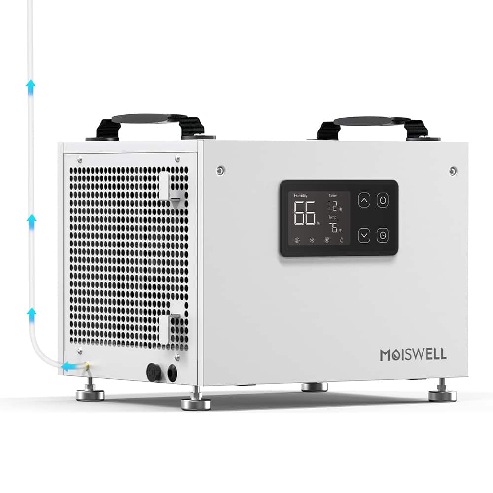 Moiswell - 70 Pints Energy Star Commercial Dehumidifier with Pump for Crawlspace Basement