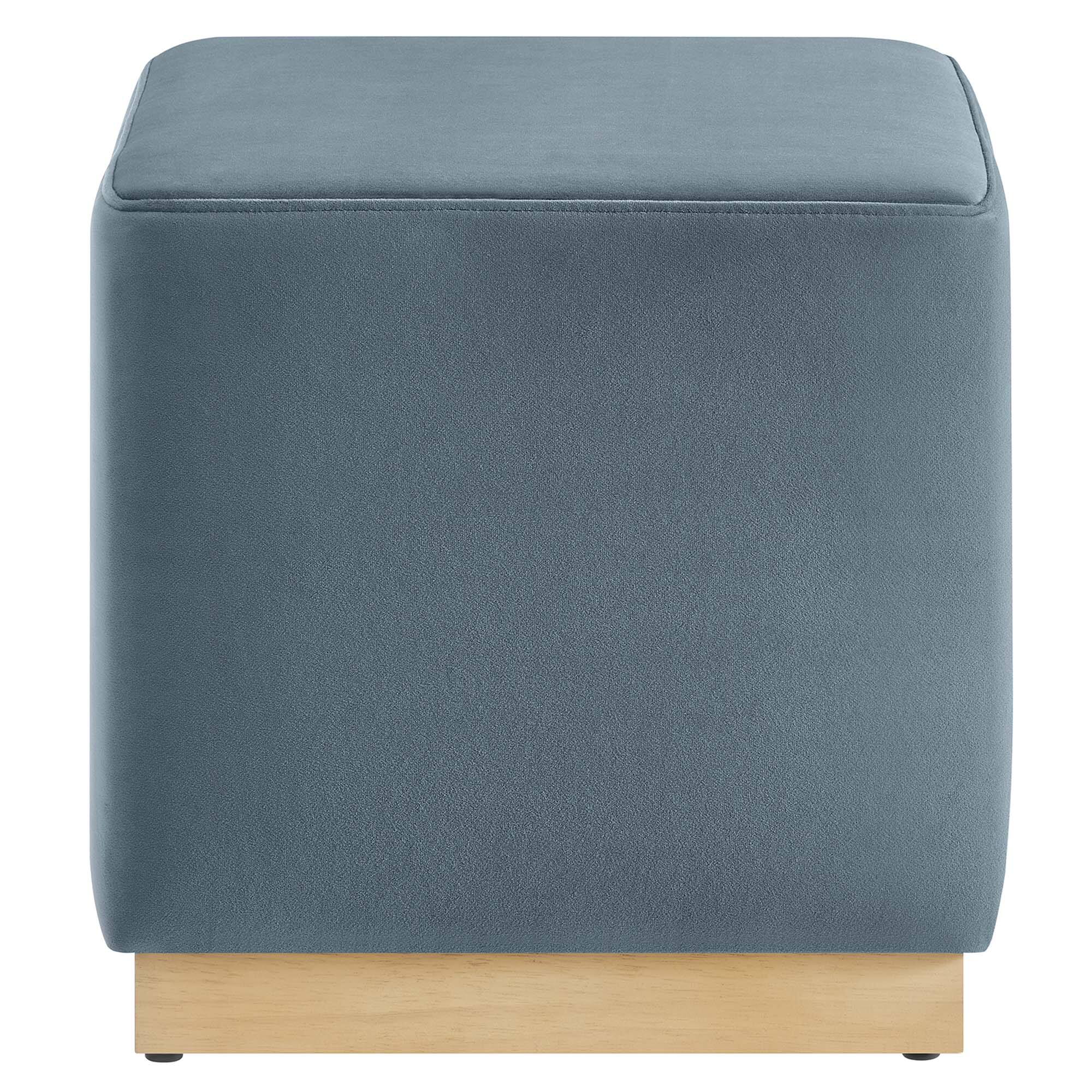 Alt View 4. Modway - Tilden 17" Square Performance Velvet Upholstered Ottoman by Modway - Cadet Blue Natural.