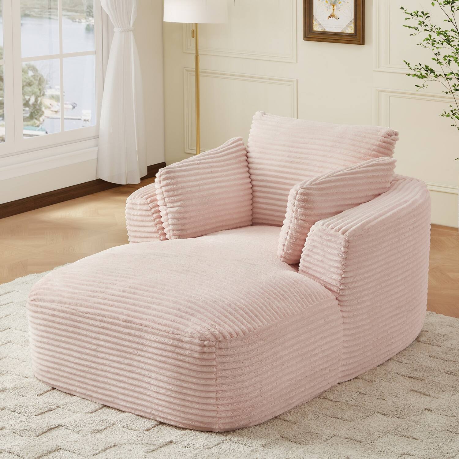 Alt View 2. Z-Edge - Corduroy sleeper sofa couch, no assembly needed, Perfect for Living Room/Dorm/Apartment - Pink - Pink.