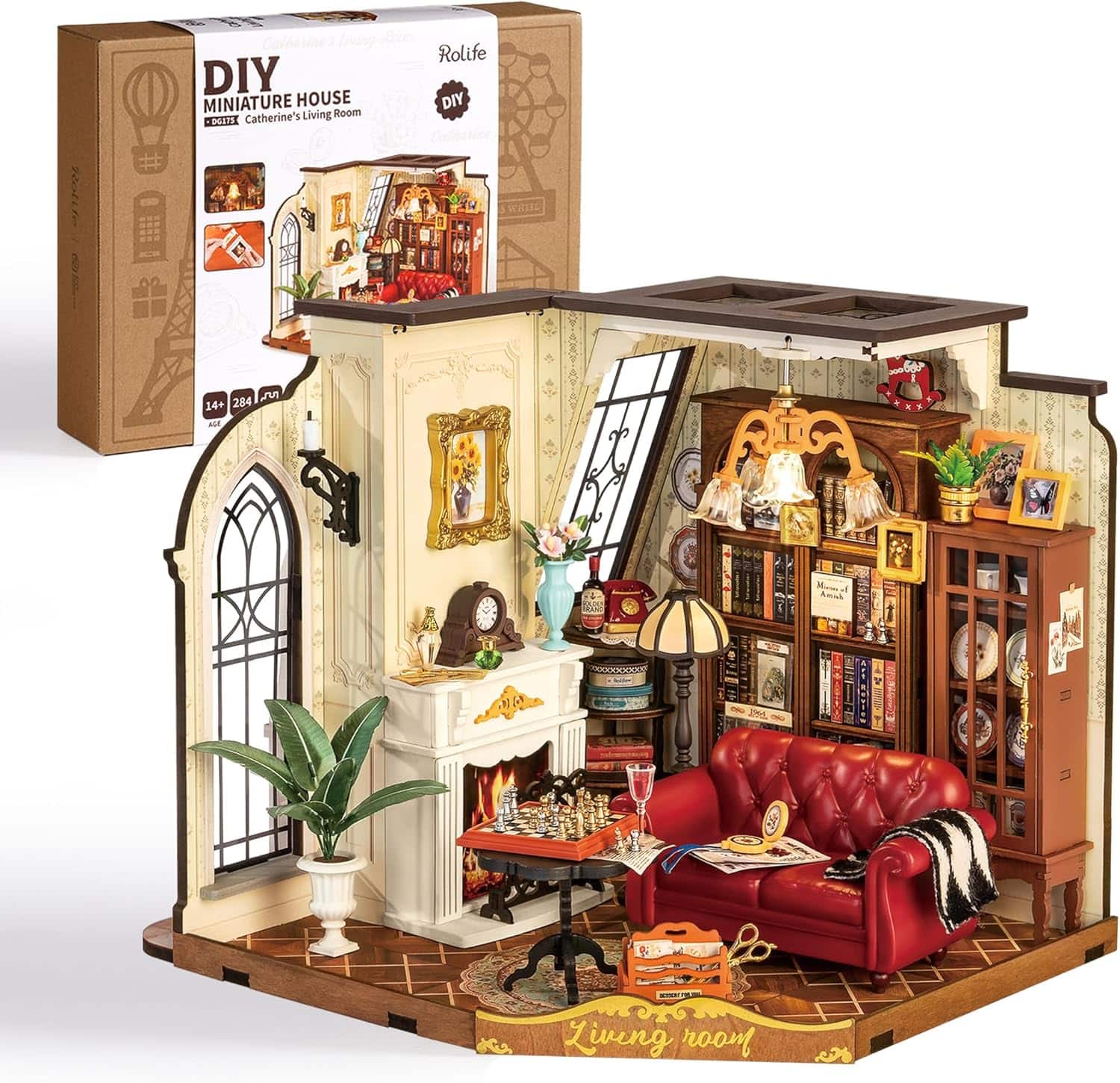Robotime - Rolife Catherine's Living Room DIY Miniature House Kit, Mini Wooden Dollhouse Kit, Tiny House Diorama Building Kits - Brown price history on PriceWatchPro