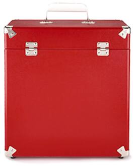 PopMarket - GPO Retro SWB18RED 12" Vinyl Record Case 35 Count Capacity with Removable Lid - VINYL ACCESSORIES - Red