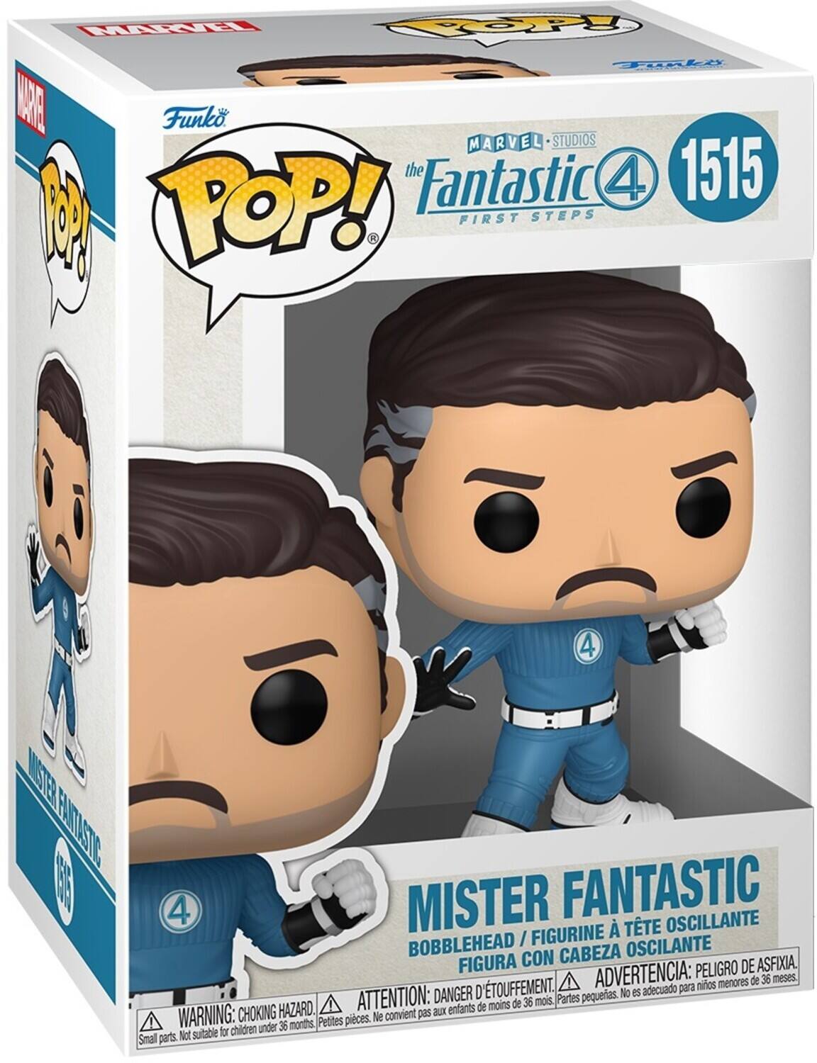 MR TOPPE TGake AR Funko MARVEL STUDIOS the "Fantastic 4 1515 & F POP! FIRST STEPS 4 MSTE FATASTIS E 4 MISTER FANTASTIC TTE OSCILANTE BOBBLEHEAD / FIGURINE OSCILANTE FIGURA CON CABEZA ASFIXIA ADVERTENCIA: PELIGRO DE menores de 36 meses. D'TOUFFEMENT. adecuado para nitos DANGER pequeas. No es HAZARD. ATTENTION: aux enfants de moins de 36 mois. Partes WARNING: CHOKING Pettes pices. Ne convient pas for children under 36 months Smal parts. Not suitable
