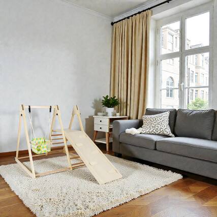 Front. BreeBe - Indoor 4-in-1 Climber and Swing Activity Gym for Toddlers - Natural.