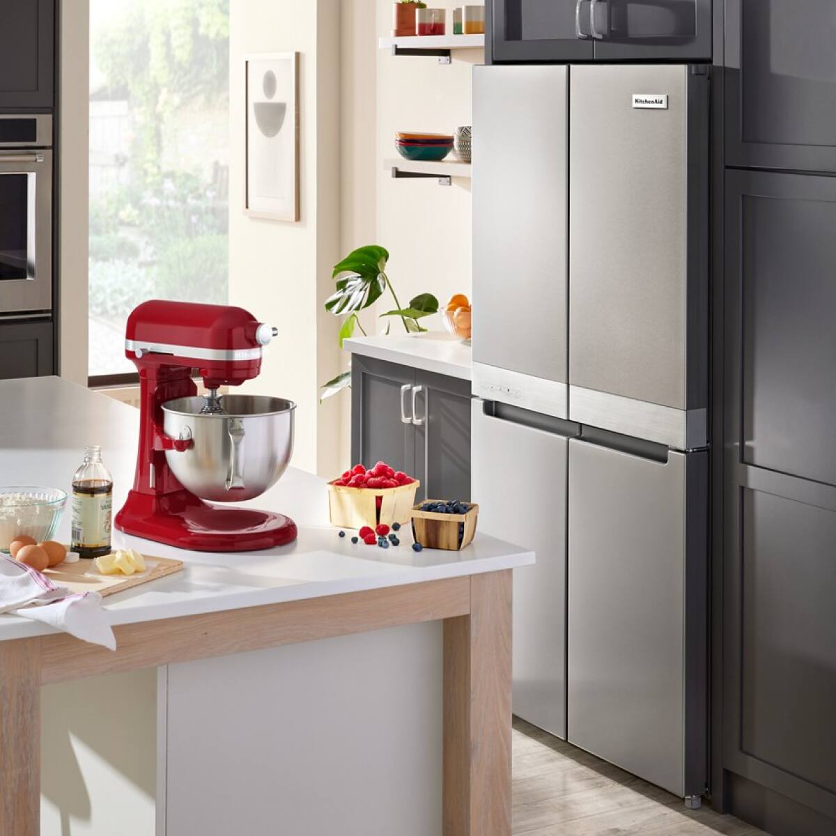 Alt View 9. KitchenAid - 19.4 Cu. Ft. Bottom-Freezer 4-Door French Door Refrigerator - PrintShield Stainless Finish.
