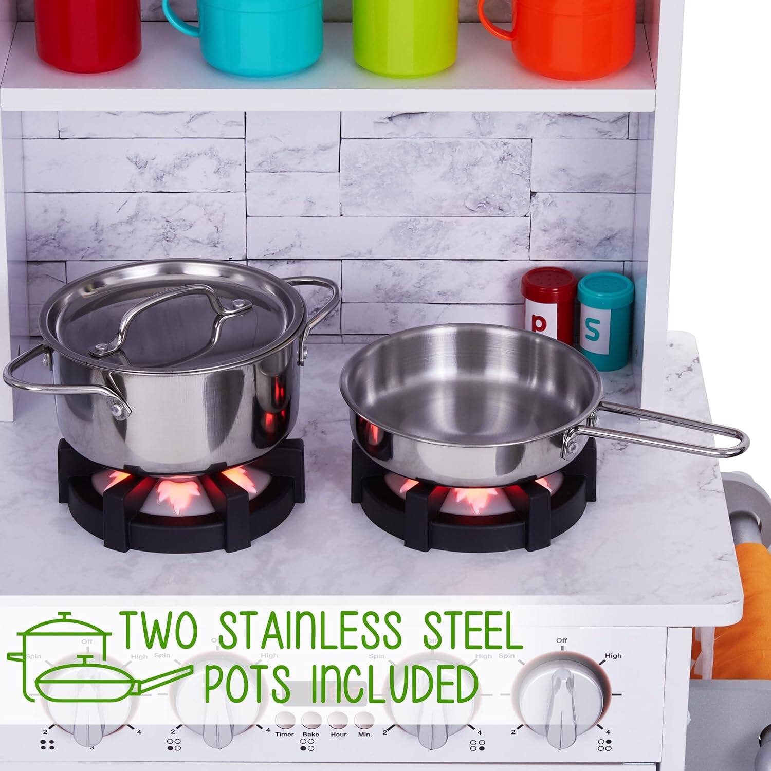 TWO STAINLESS STEEL POTS INCLUDED High Spin