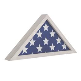 Emma + Oliver - Norton Rustic Military Flag Shadow Box for 9.5' x 5' American Veteran Burial Flag - Wall Mount or Freestanding - White Wash