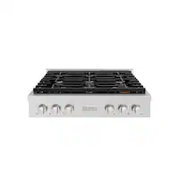 ZLINE - 36 in. Paramount Gas Rangetop with 6 Burners and Porcelain Cooktop (SRT36) - Stainless Steel - Front_Zoom