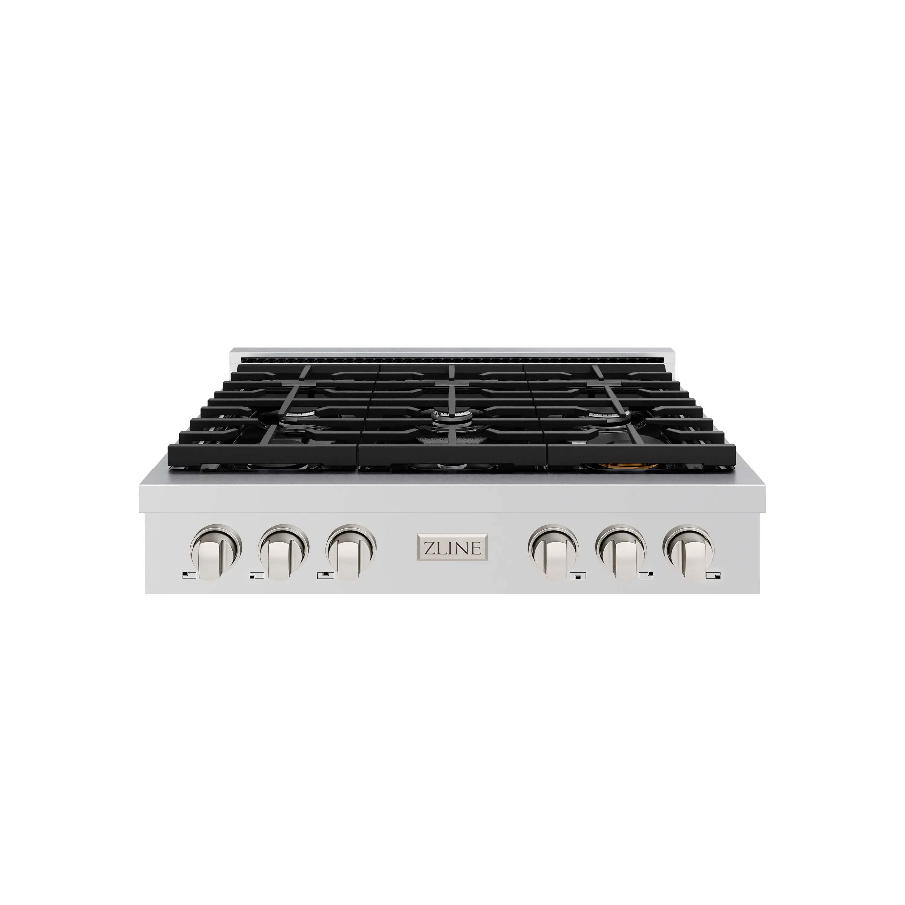 Front. ZLINE - ZLINE 36 in. Paramount Gas Rangetop with 6 Burners and Porcelain Cooktop (SRT36) - Stainless Steel.