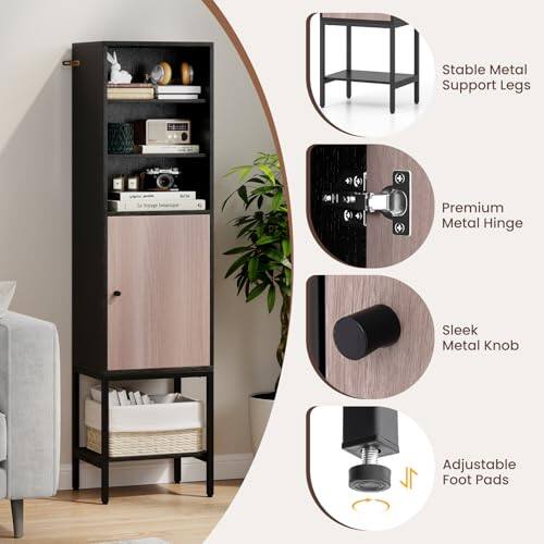 Stable Metal Support Legs, Premium Metal Hinge, Sleek Metal Knob, Adjustable Foot Pads