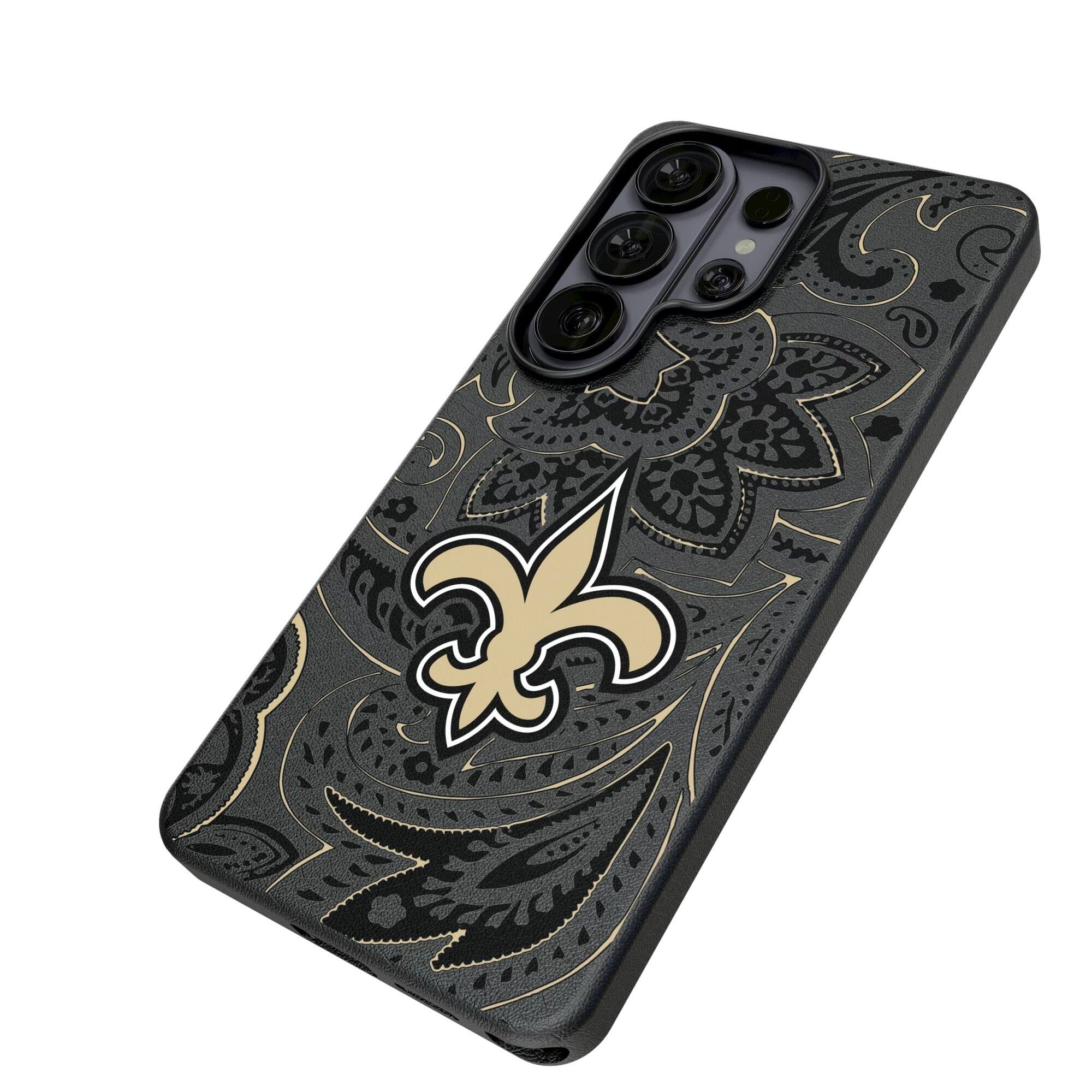Alt View 1. Keyscaper - New Orleans Saints Paisley Galaxy Magnetic Bump Case - S24 - Black.