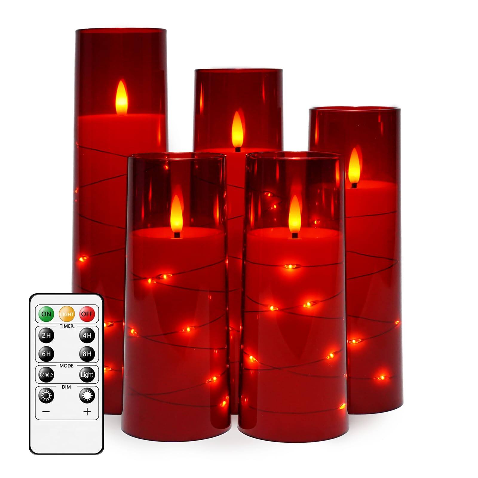 ON LIGHT OFF  
TIMER  
2H 4H 6H 8H  
MODE  
Candle Light  
DIM - +