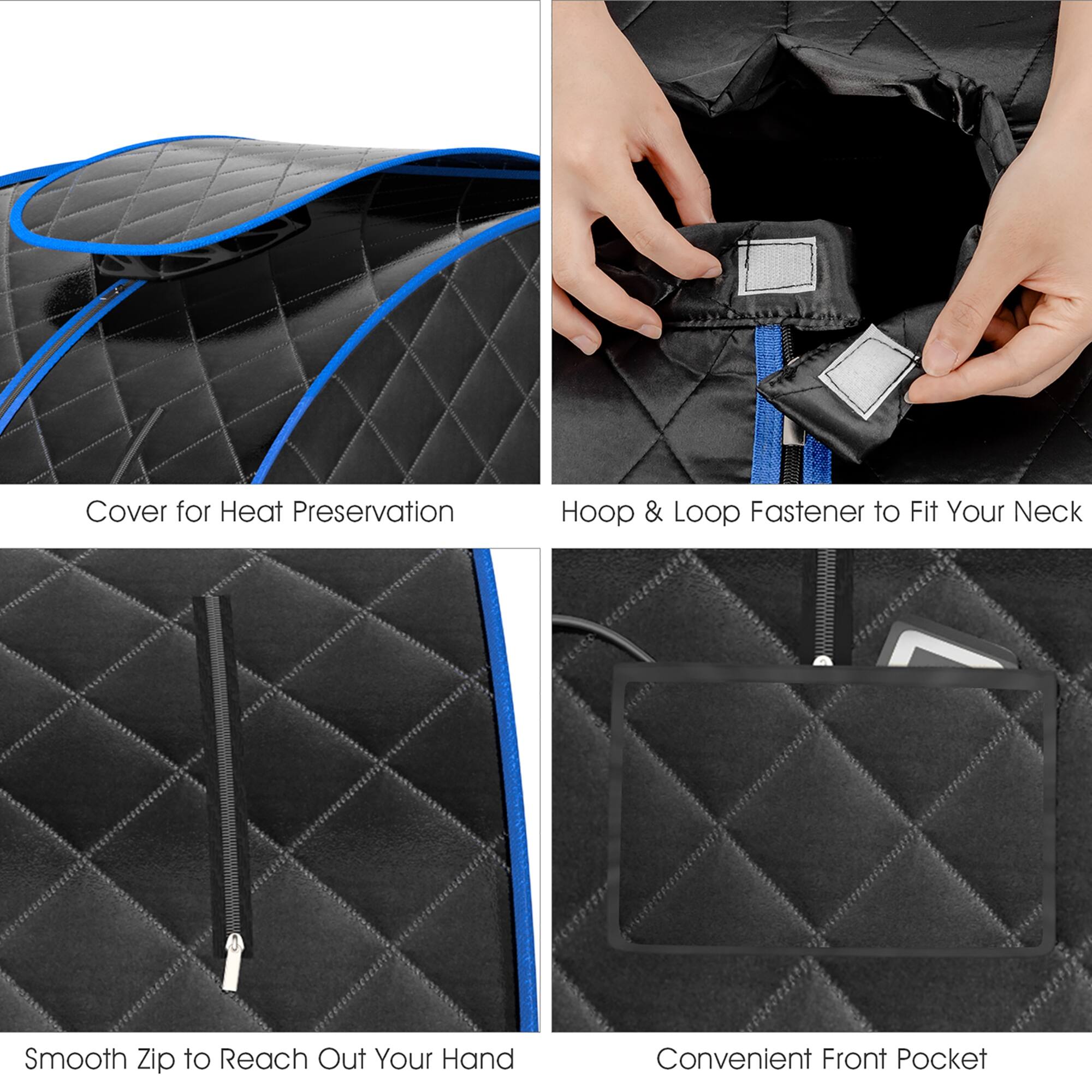 Cover for Heat Preservation Hoop & Loop Fastener to Fit Your Neck Smooth Zip to Reach Out Your Hand Convenient Front Pocket