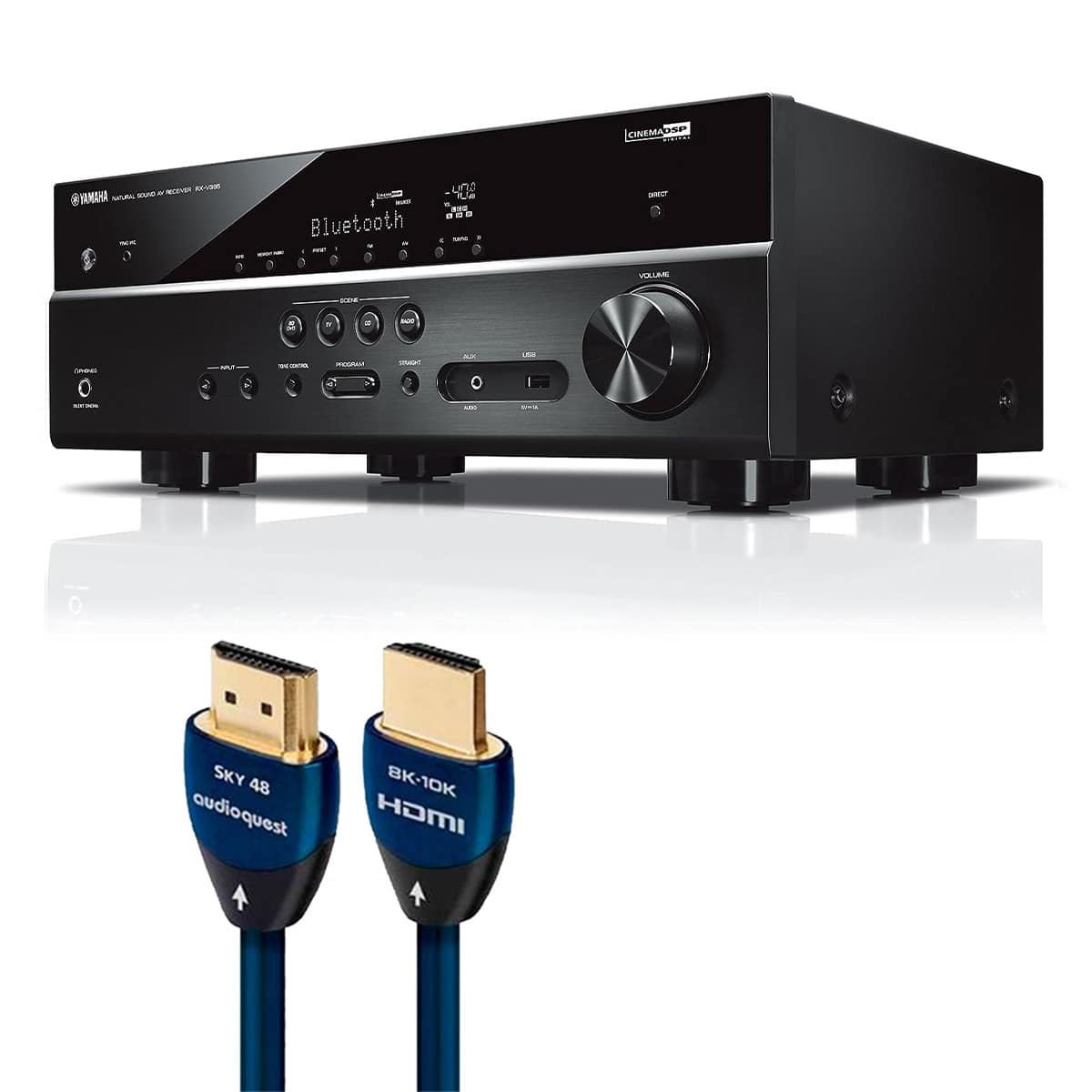 Yamaha - RX-V385BL 5.1 Channel AV Receiver with AudioQuest SKY 3m HDMI Cable - Black
