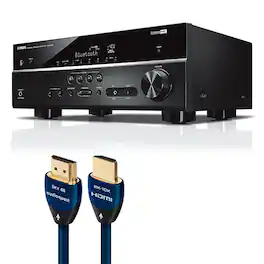Yamaha - RX-V385BL 5.1 Channel AV Receiver with AudioQuest SKY 3m HDMI Cable - Black