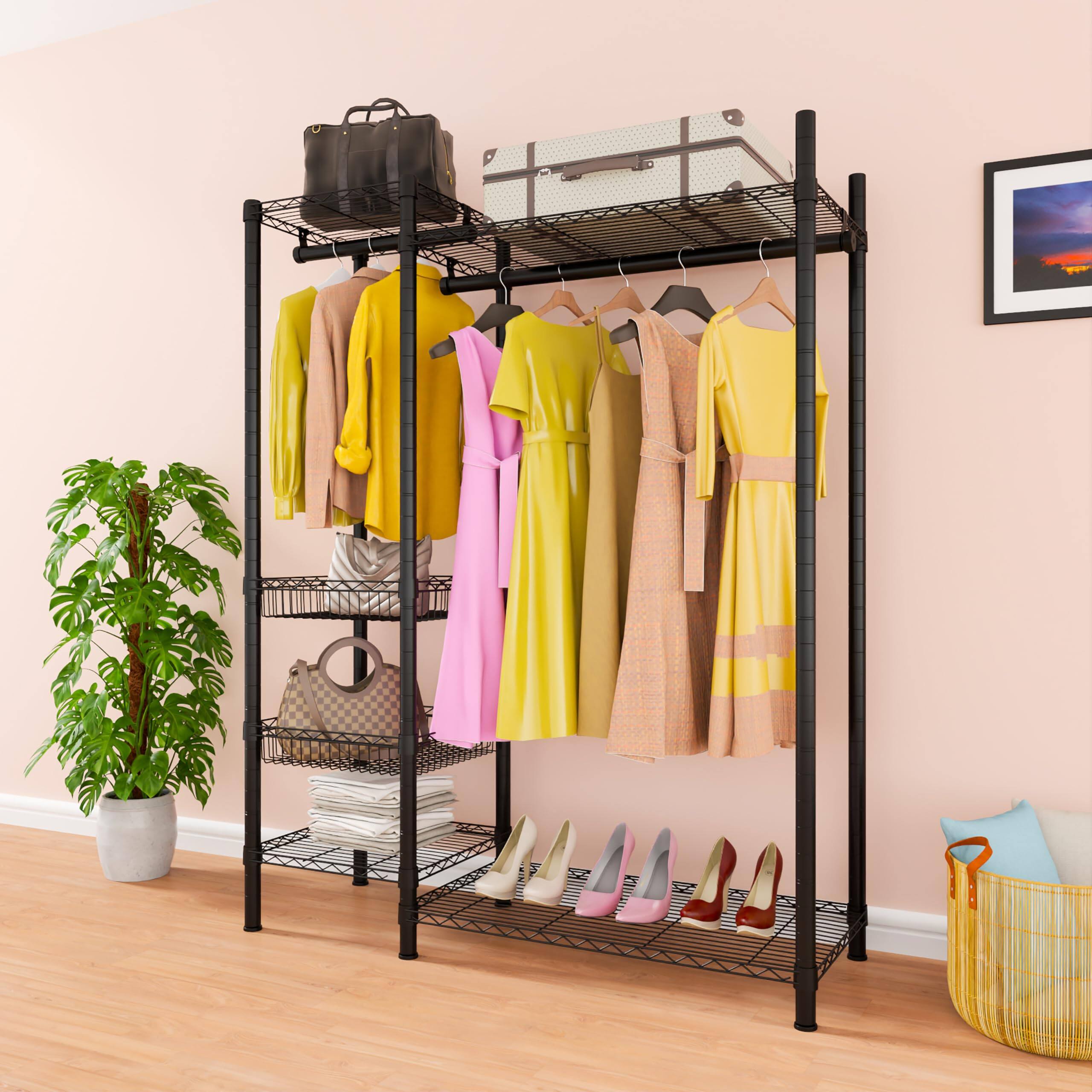 Alt View 3. Hirose Alice - Xiofio 6 Tiers Heavy Duty Clothes Rack Metal Clothing Rack  Clothing Rack with Hanging Rod and Wire Fixing - Default.