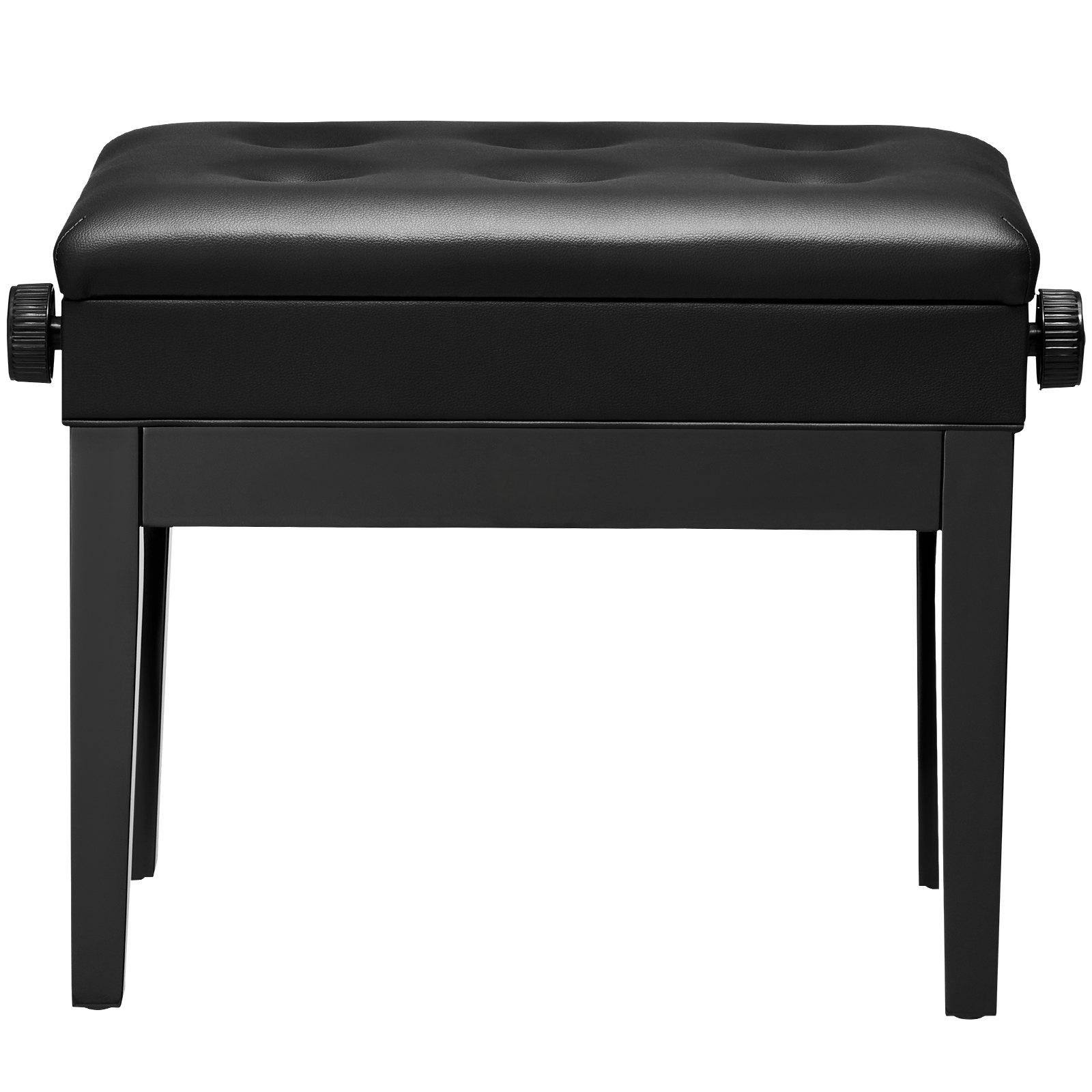 Alt View 9. Glintex - Piano Bench Adjustable Height Keyboard Stool with Storage Compartment Padded Seat for Piano Practice - Black.