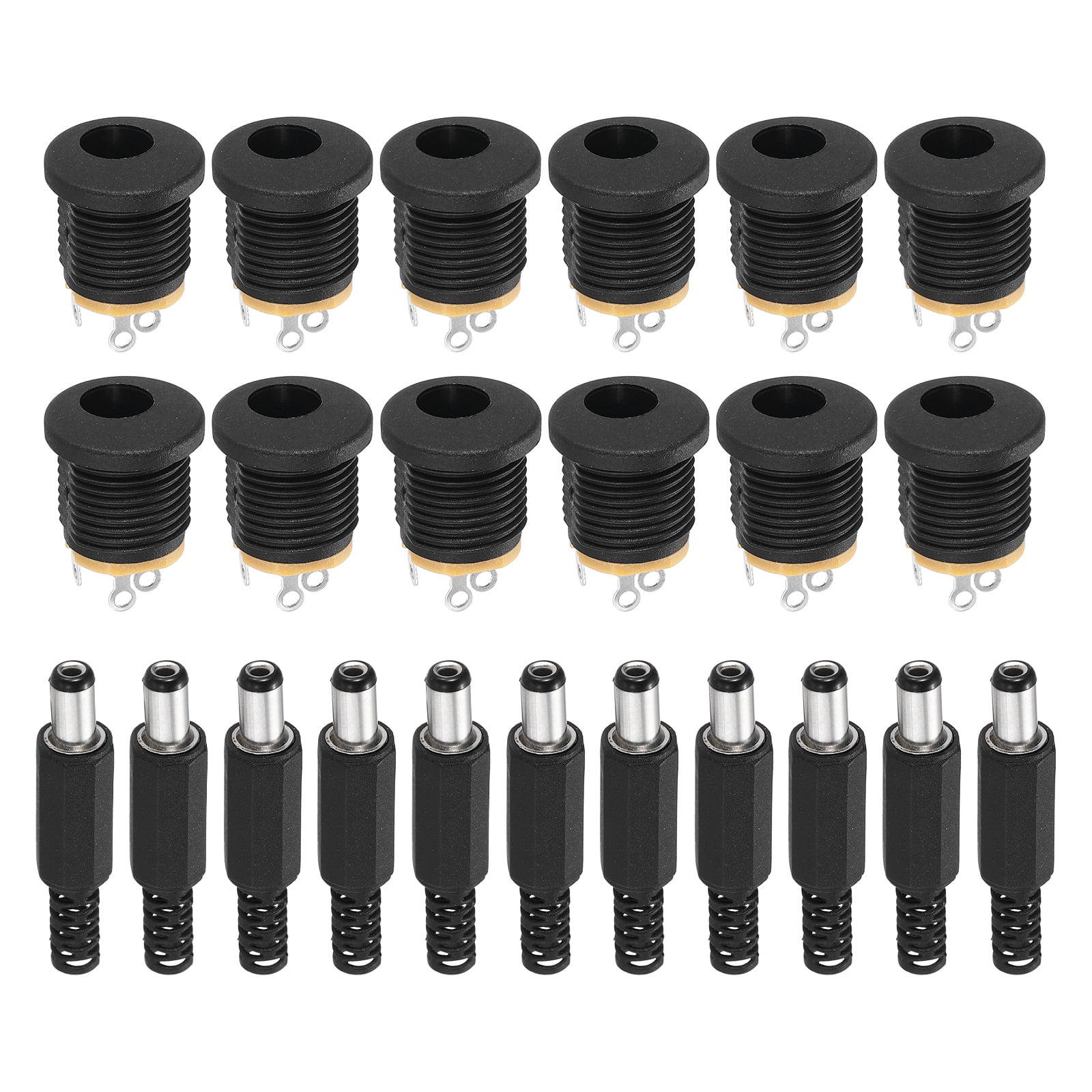Unique Bargains - 20pcs DC5521 Female Panel Jack + 20pcs DC5521 Male Plug for Guitar/Car Audio/Power Supply - Black