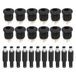 Unique Bargains - 20pcs DC5521 Female Panel Jack + 20pcs DC5521 Male Plug for Guitar/Car Audio/Power Supply - Black