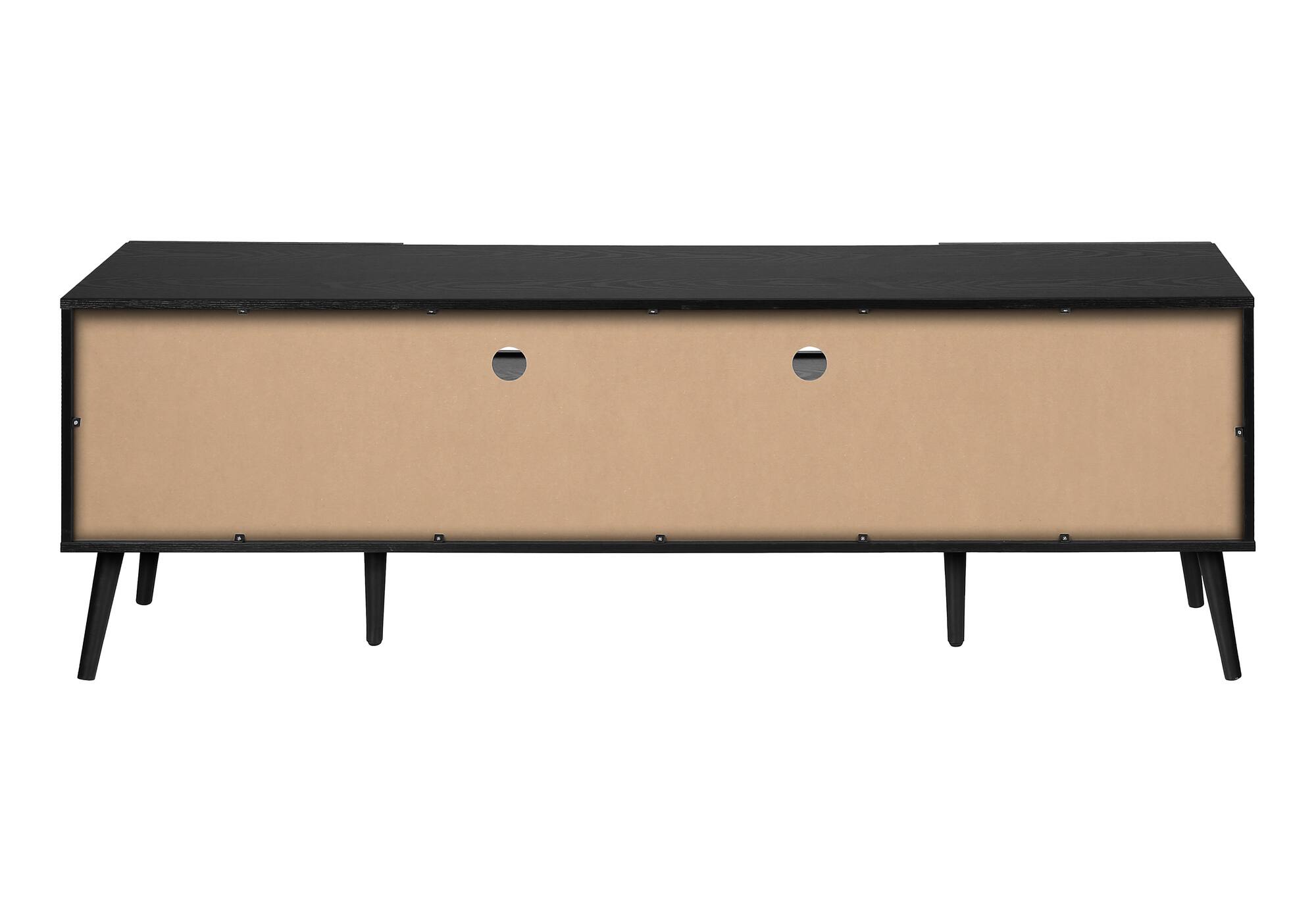 Back. Spaco - Spaco TV Stand for TVs Up to 80 Inch, 72” Mid Century Modern Media Console with 1 Drawer, Solid Wood Legs - Black.