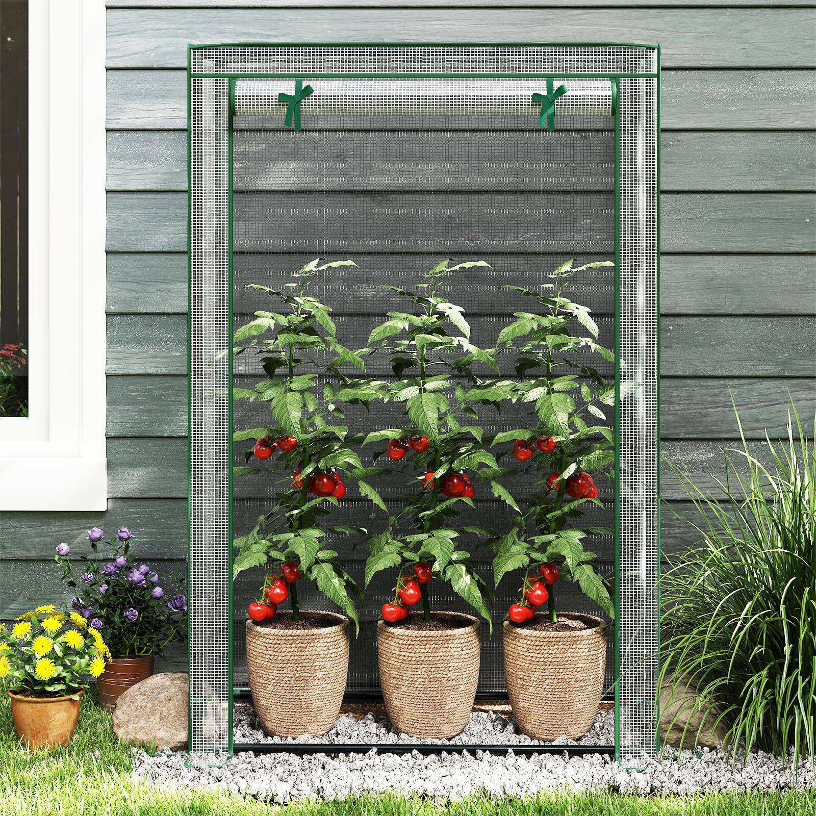 Alt View 4. Costway - Costway 39" x 20" x 59" Portable Mini Greenhouse with Roll-Up Zippered Door, Indoor Outdoor - White.