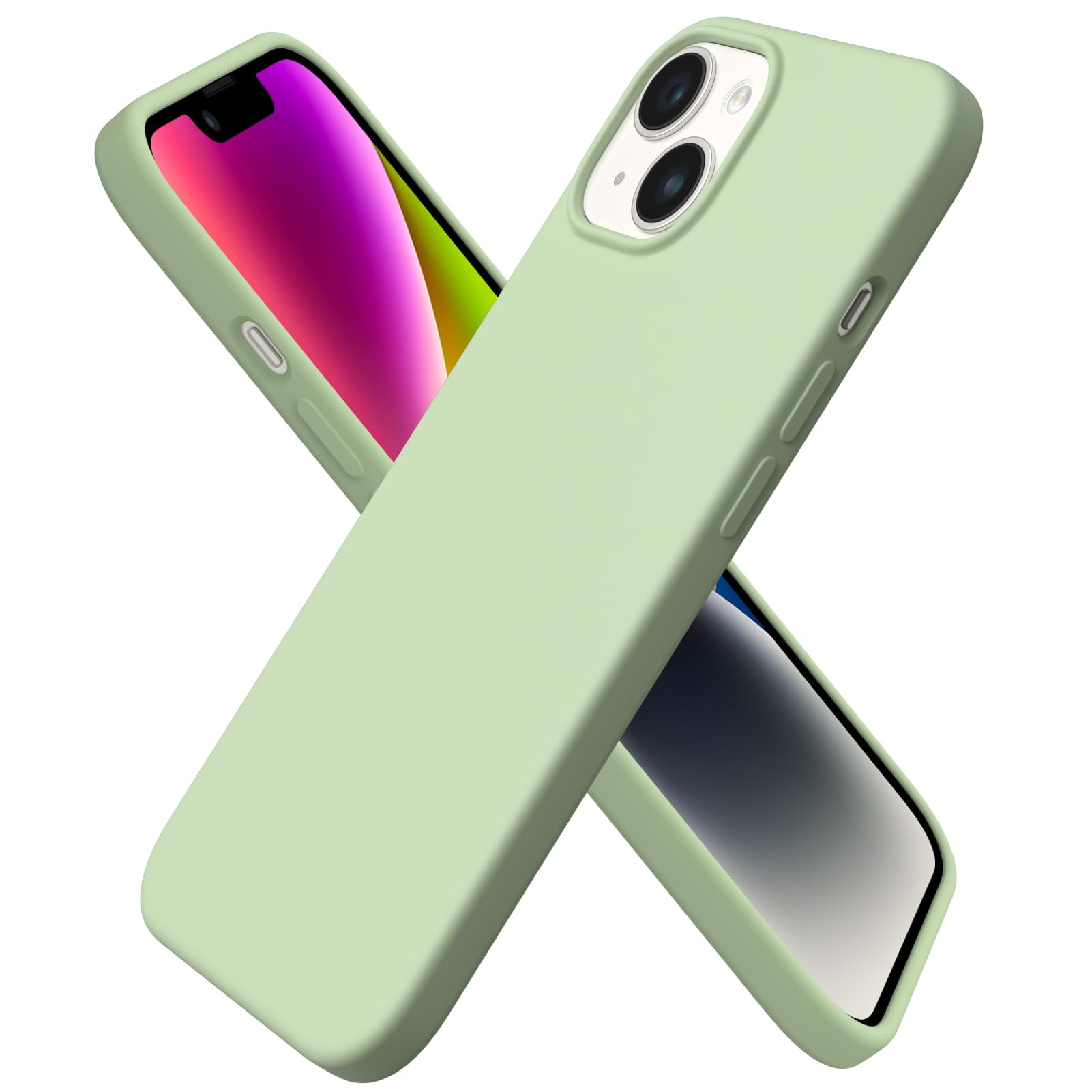 Front. Ornarto - ORNARTO Compatible with iPhone 14 Case 6.1", Slim Liquid Silicone 3 Layers Full Covered Protective Cover-Pistachio Green - Pistachio Green.