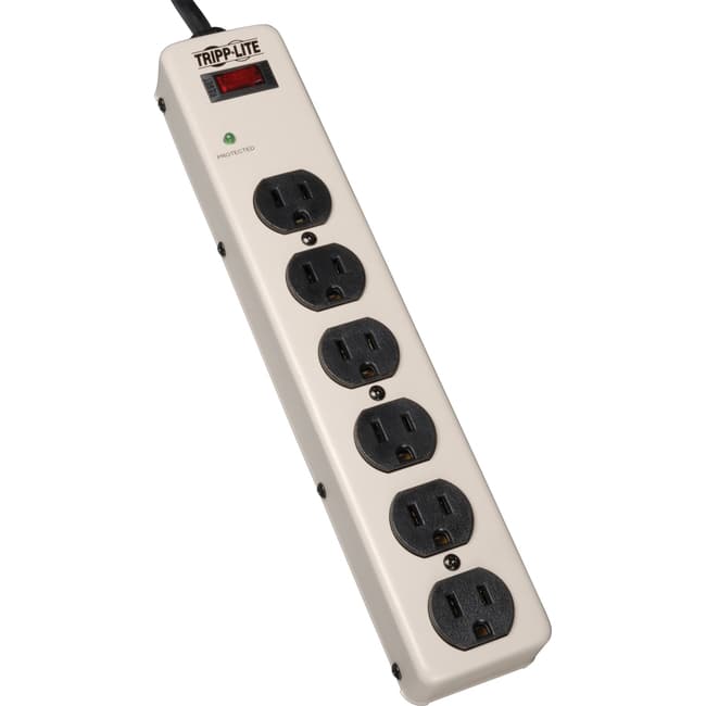 Eaton Tripp Lite Series 6-Outlet Commercial-Grade Surge Protector, 6 ft. (1.83 m) Cord, 900 Joules, 12.5-in. length - Beige