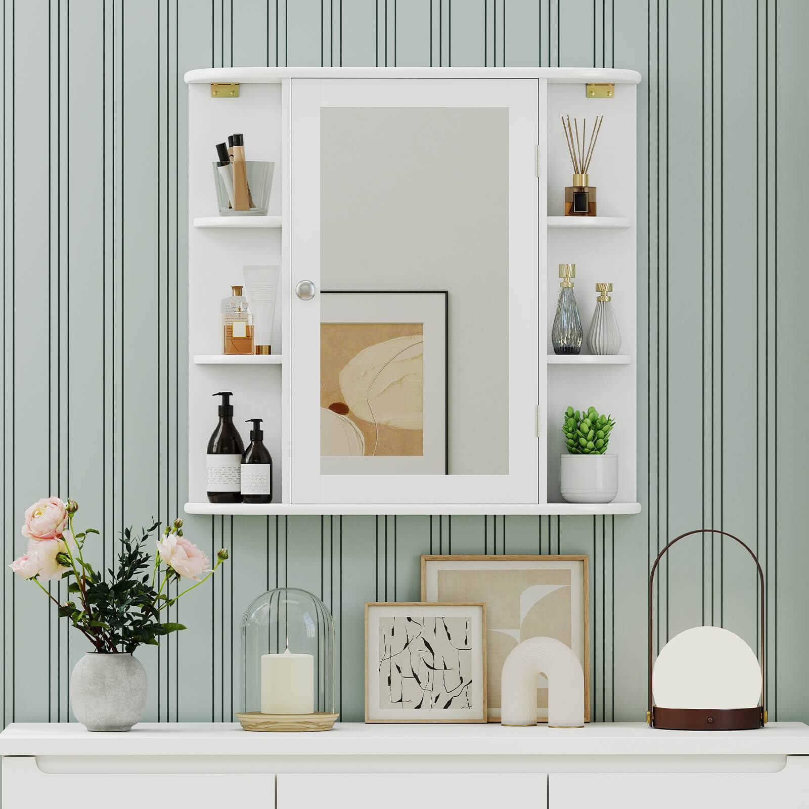 Alt View 4. Costway - Costway Multipurpose Mount Wall Surface Bathroom Storage Cabinet Mirror - White.