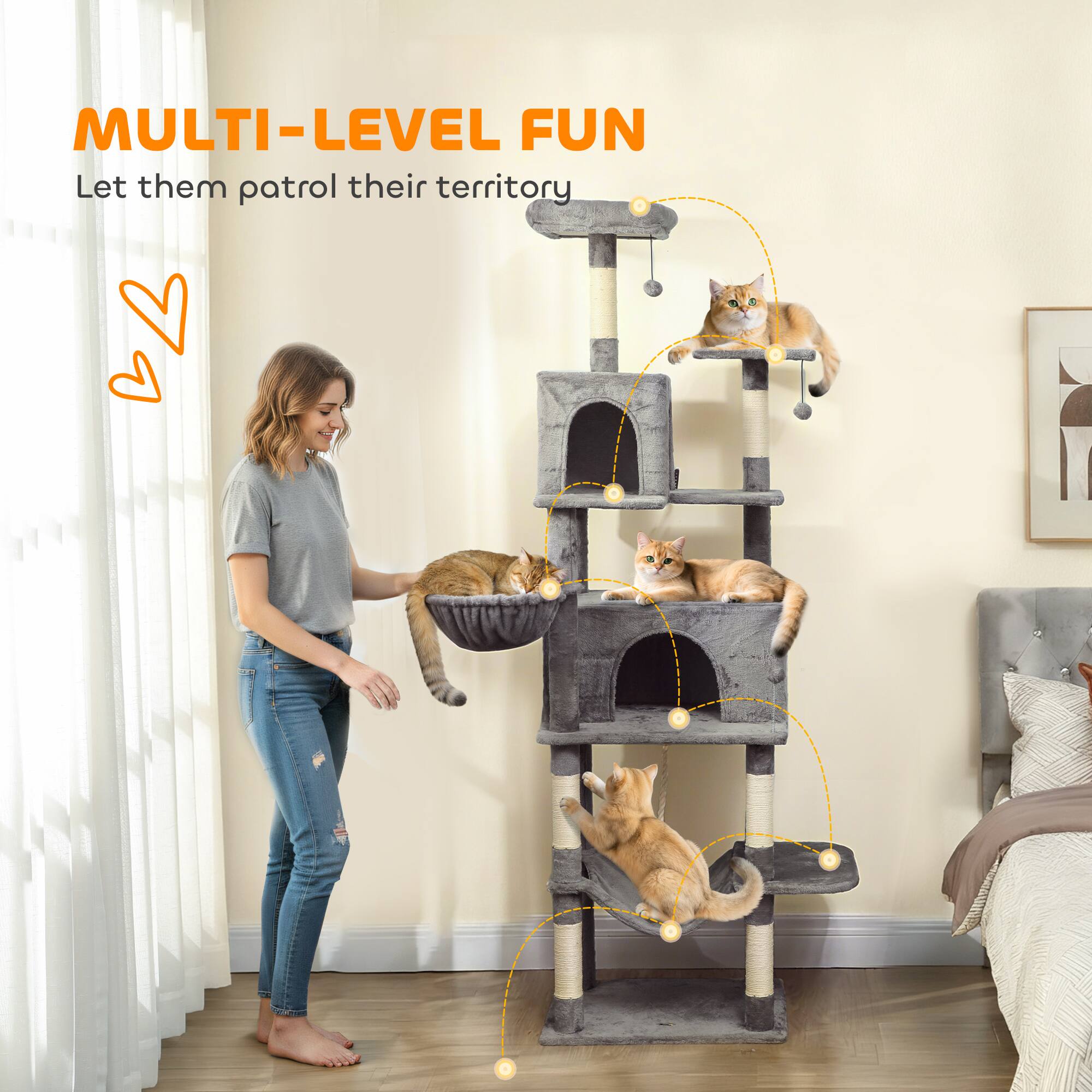 MULTI-LEVEL FUN  
Let them patrol their territory