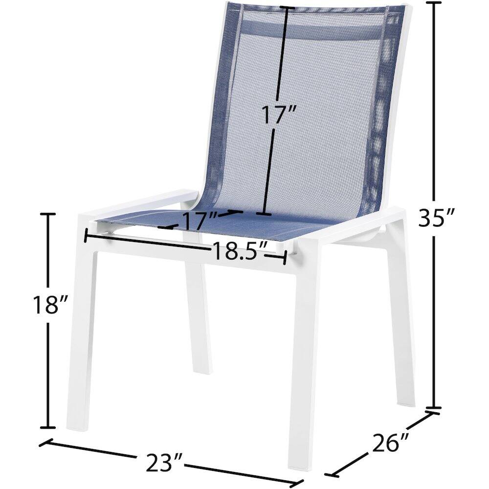 17" (seat height)  
17" (back height)  
18.5" (seat width)  
35" (overall height)  
18" (seat depth)  
23" (front width)  
26" (back width)