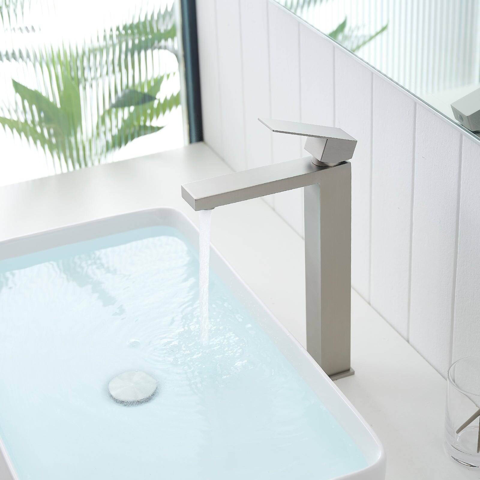 Alt View 2. Boyel Living - Single Handle Single Hole Bathroom Faucet Stainless Steel Vessel Faucet with Pop up Drain in Brushed Nickel - Brushed Nickel.