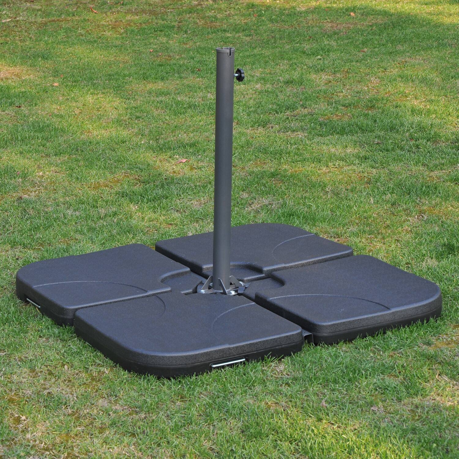 Alt View 5. Outsunny - 4 Pieces Cantilever Patio Umbrella Base Stand, Outdoor Offset Umbrella Weight Plates, 158 lb Capacity - Black.