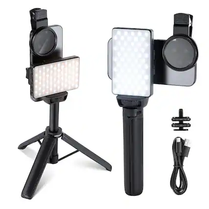 Front. Neewer - LED Selfie Light with CPL Filter for iPhone - Clip-On Kit for Food, Jewelry & Art Photography.