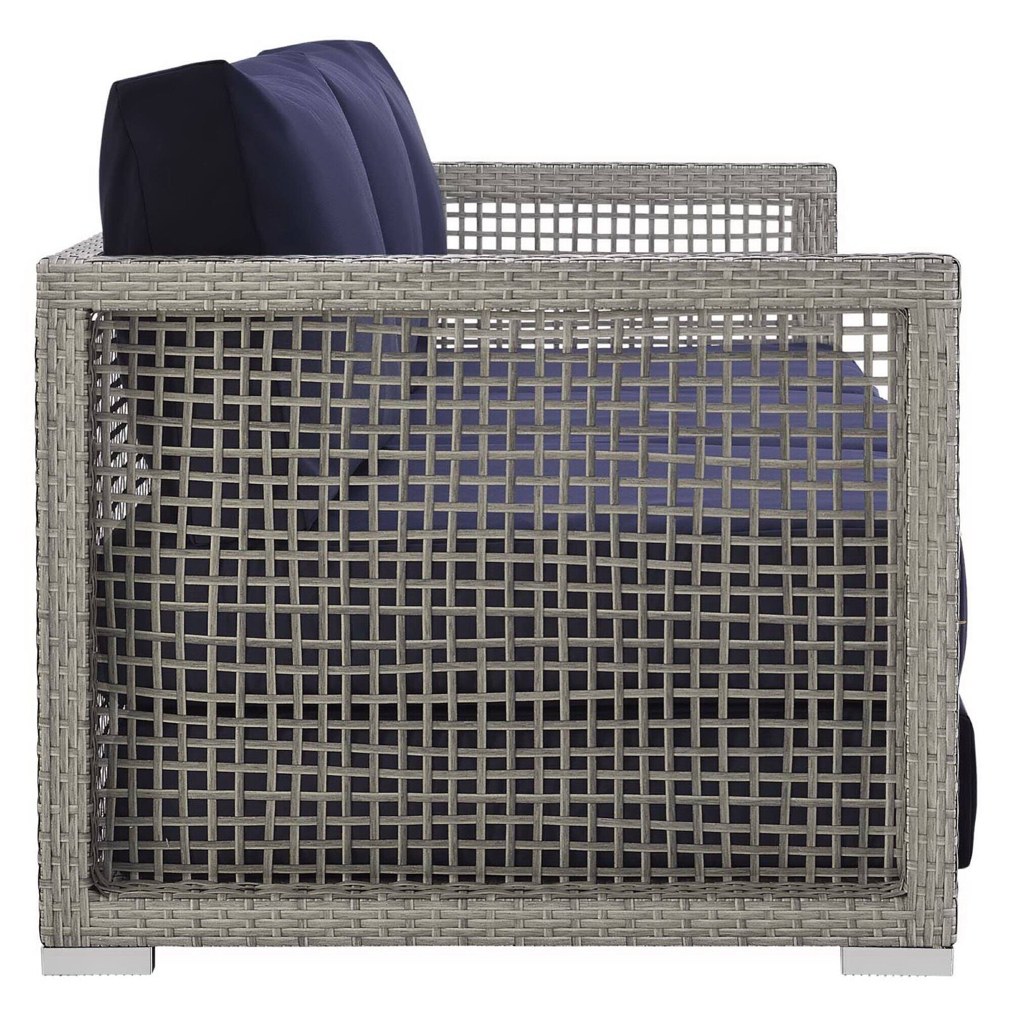 Alt View 2. Modway - Aura Outdoor Patio Wicker Rattan Sofa by Modway - Gray Navy.
