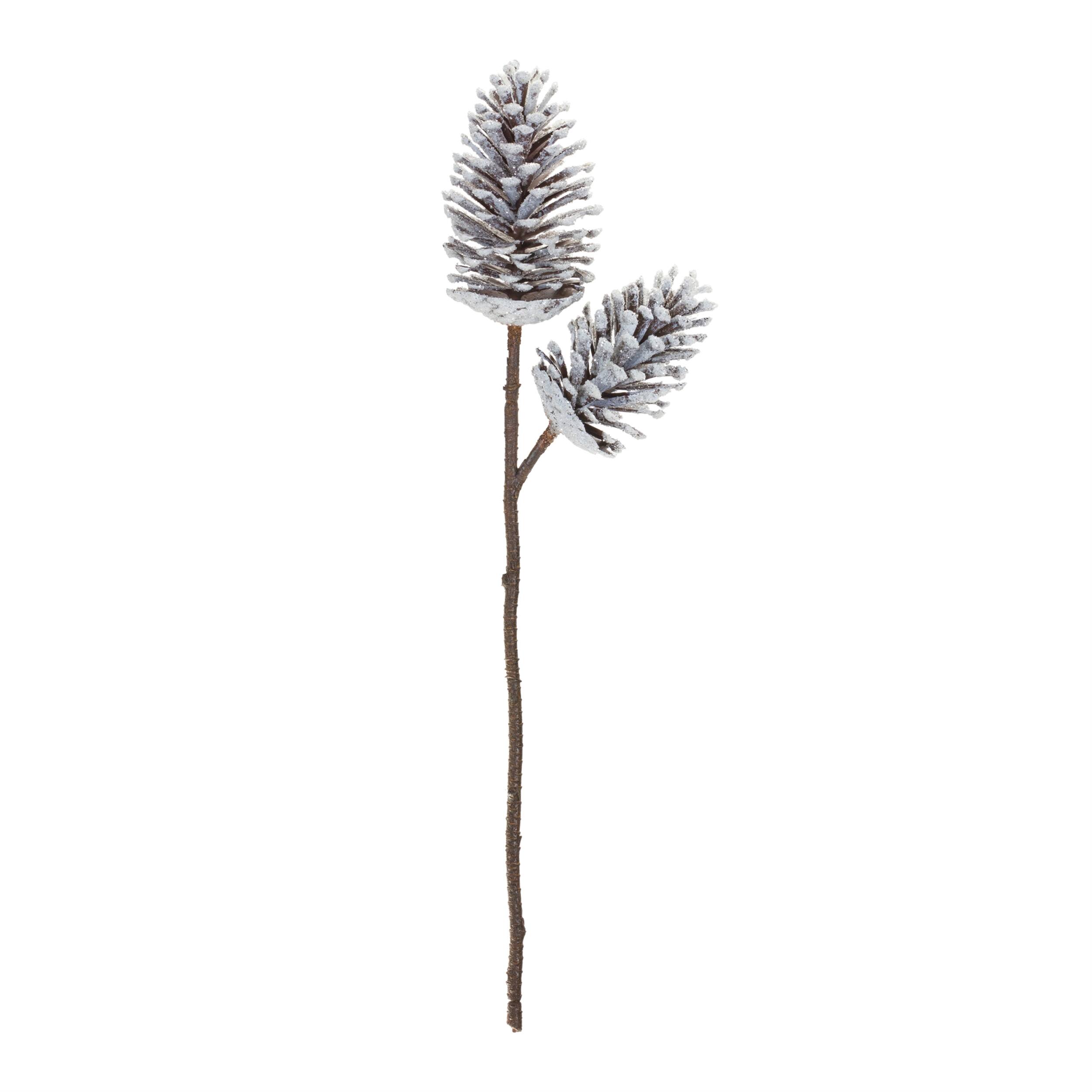 Angle. BreeBe - Pine Cone Pick (Set of 2) - Brown, White.