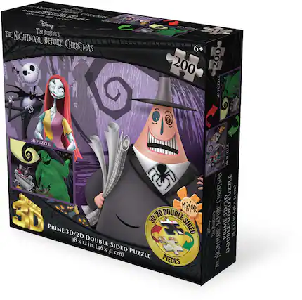 A Ront Ens - Disney THE Tim BURTON'S NIGHTMARE BEFORE CHRISTMAS F 6+ 200 200 PUZZLE CE (s PUZZLE PUZZLE 30 CHRISTMAS PUZZLE cm) RTIE 3I 3D 2D MALOR BEFORE 30/2D 18x1zin.(46x3lcn (46 3D DOUBLE-SIDED DURTON'S in PRIME 3D/2D 18 X 12 DOUBLE-SIDED in. (46 X 31 PUZZLE dengga NIGHTMARE PRIM DOUBLE-SIDED 18 cm) PIECES TRE