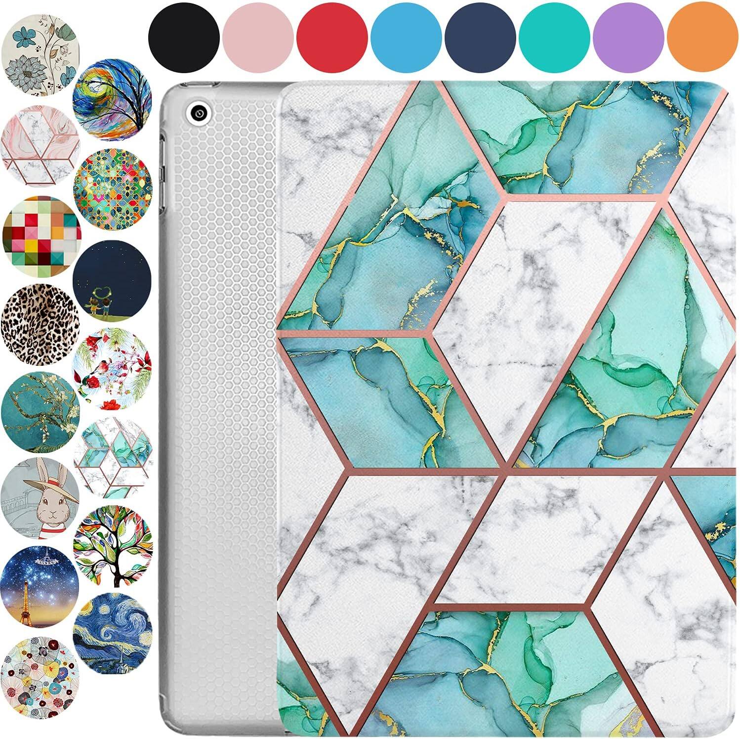 Front. DuraSafe Cases - iPad Pro 11" 3rd/2nd Gen 2021/2020 Tri-Fold TPU Case for Viewing and Typing A2228 A2068 A2230 A2231 A2377 A2459 A2301 - Marble Green.