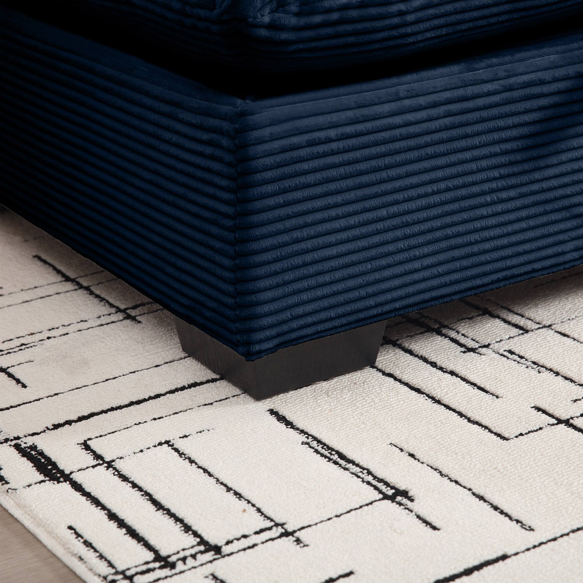 Alt View 5. APRILSOUL - Corduroy Fabric Ottomans Footrest 2 3 4 Seater Sofa Blue Corduroy - Blue.