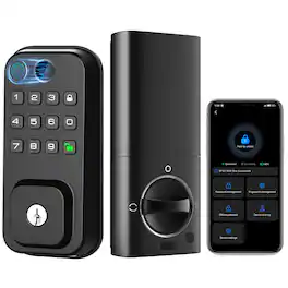 GlowWise - Smart Lock with Fingerprint & Keypad,Built-in WiFi for App & Alexa/Google Control, IP54 Keyless Entry Deadbolt,Auto Lock - Blank
