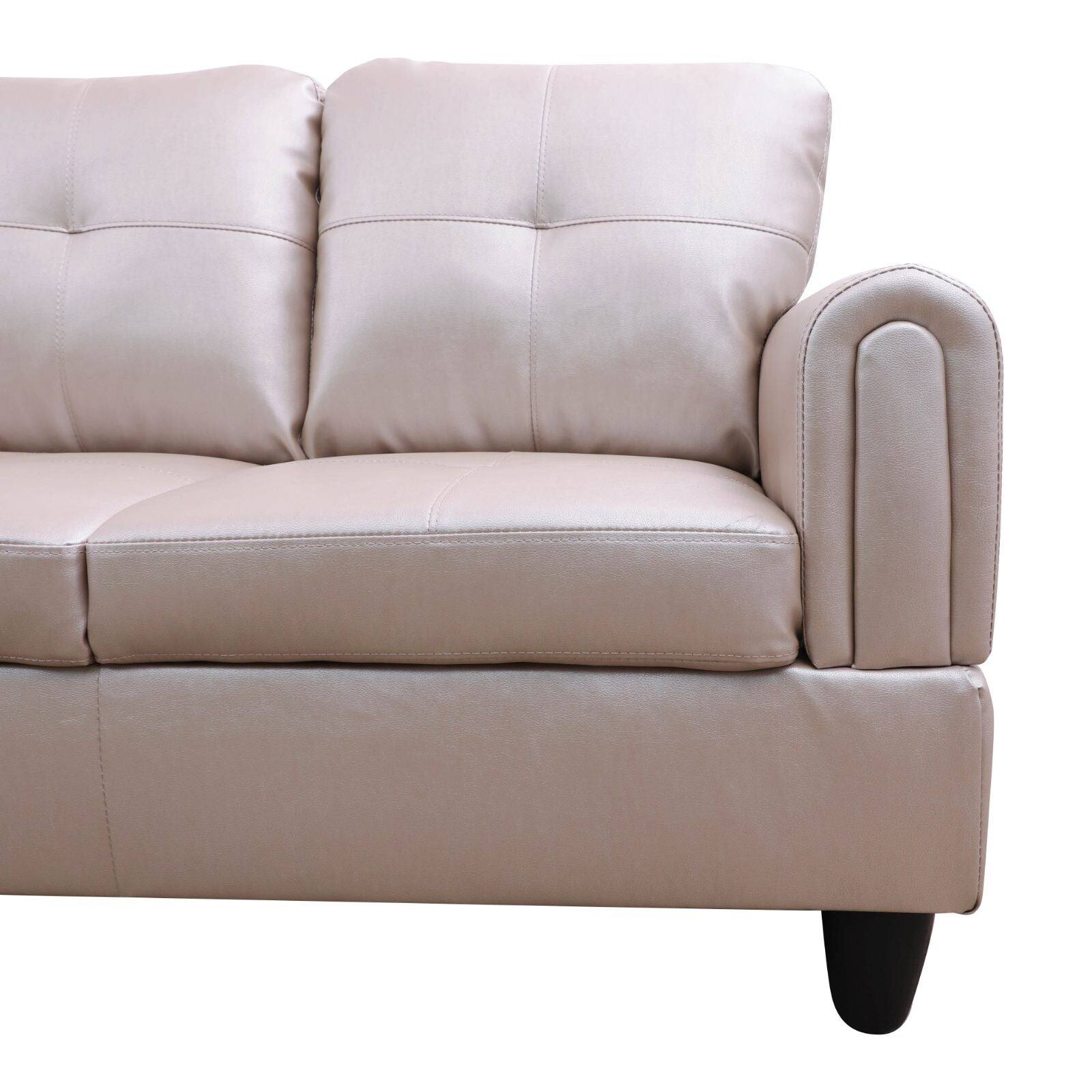 Alt View 3. Boyel Living - Premium Semi PU Upholstered Sofa Solid Wood Frame Double Spring with Left Chaise Lounge - Taupe.