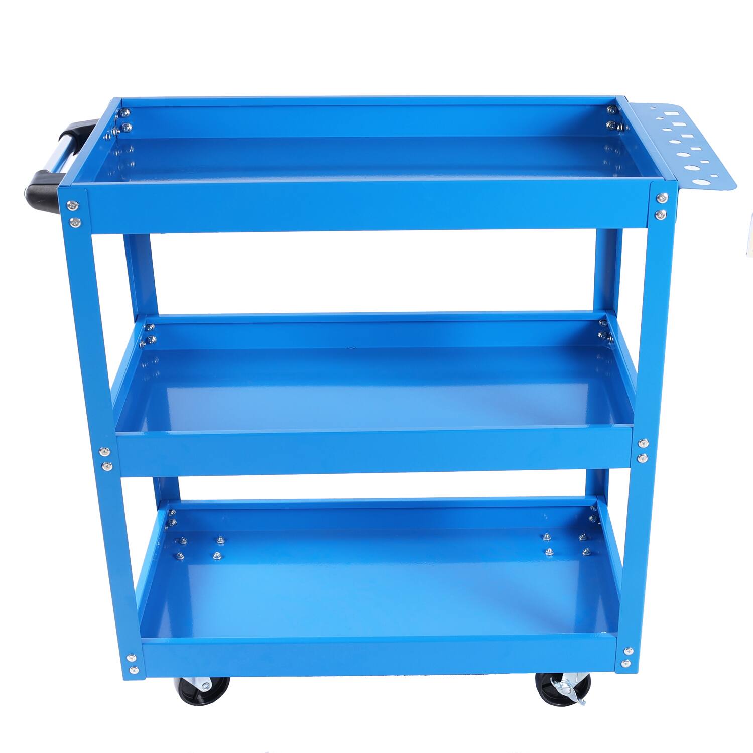 Front. APRILSOUL - Tool Cart on Wheels 3 Tier Rolling Mechanic Tool Cart Steel Utility Cart with Lockable Wheels 450 LBS Capacity blue - Blue.