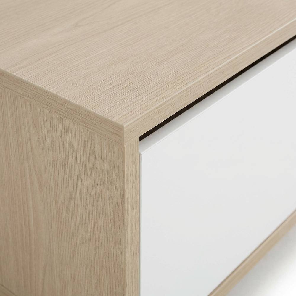 Alt View 4. FurniFact - Beige Wall-Mounted TV Stand, Up to 80 Inch Screens, Engineered Wood Construction - Black.